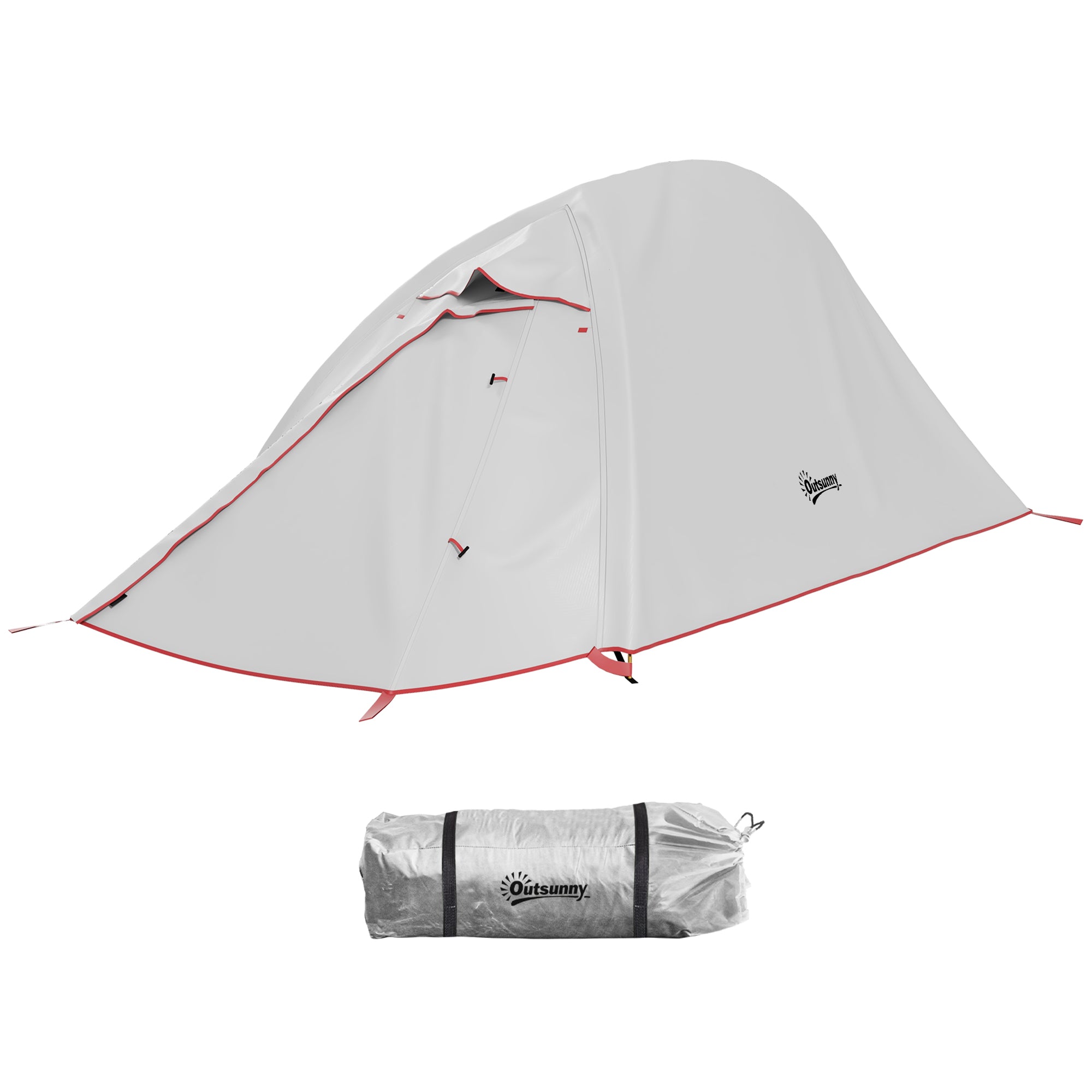Camping Tent with Double Roof 2000mm and Carrying Bag, Lightweight Waterproof Ventilated Tunnel Tent Easy to Set Up, dim. 300L x 135W x 110H cm