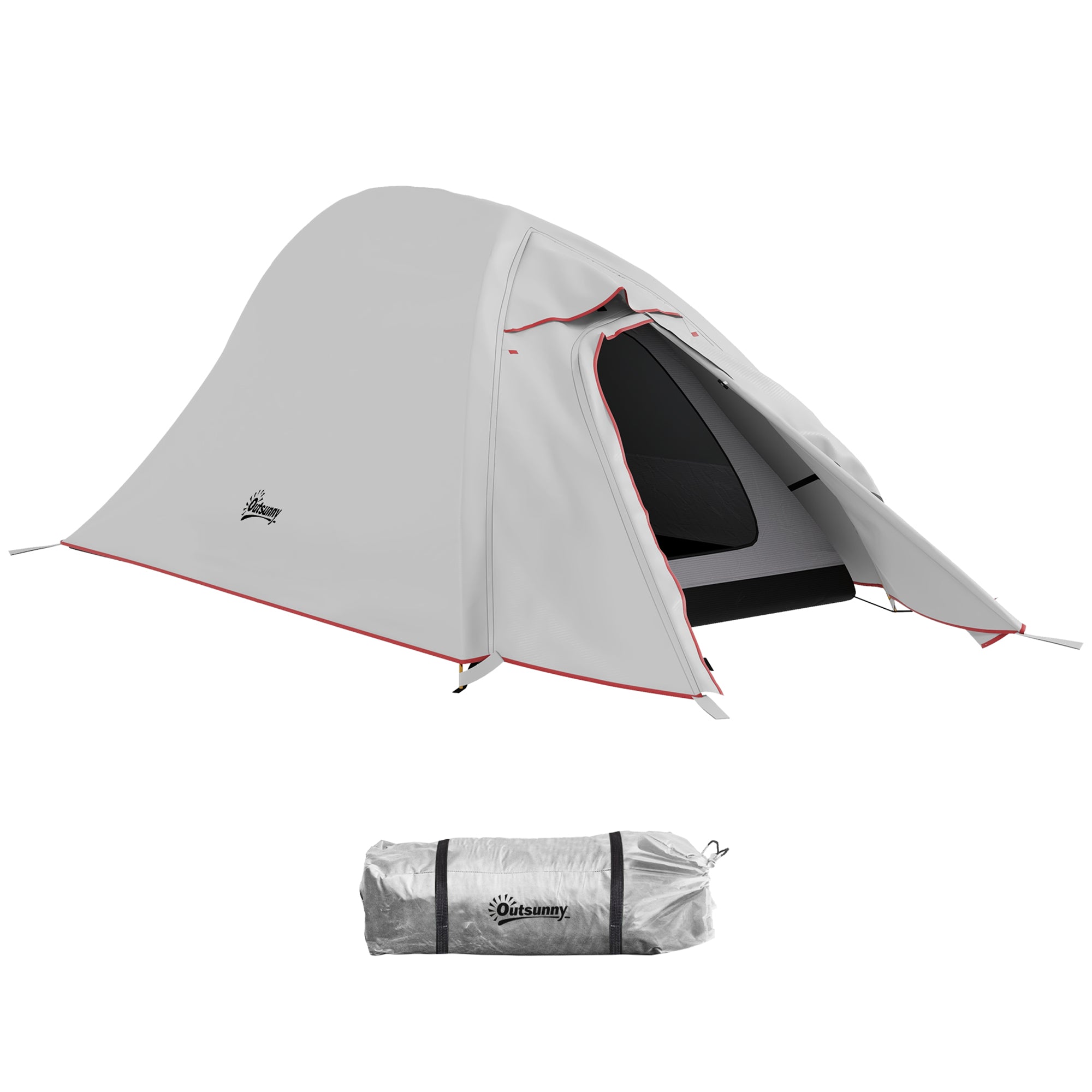 Camping Tent with Double Roof 2000mm and Carrying Bag, Lightweight Waterproof Ventilated Tunnel Tent Easy to Set Up, dim. 300L x 135W x 110H cm