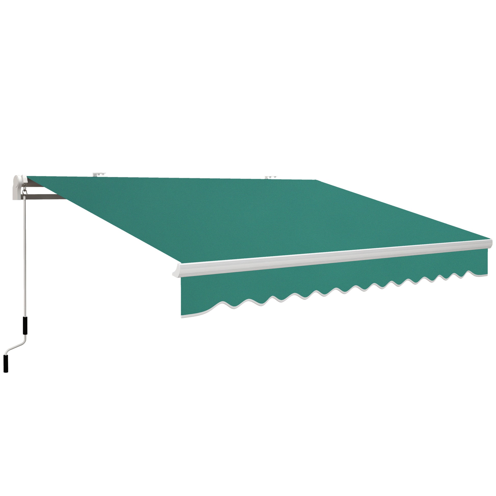 Manual Retractable Awning 395x245 cm Balcony Awning with Waterproof and Anti-UV Metal Crank Outdoor Roll-up Awning for Garden Terrace Windows Green