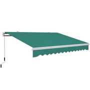 Manual Retractable Awning 395x245 cm Balcony Awning with Waterproof and Anti-UV Metal Crank Outdoor Roll-up Awning for Garden Terrace Windows Green