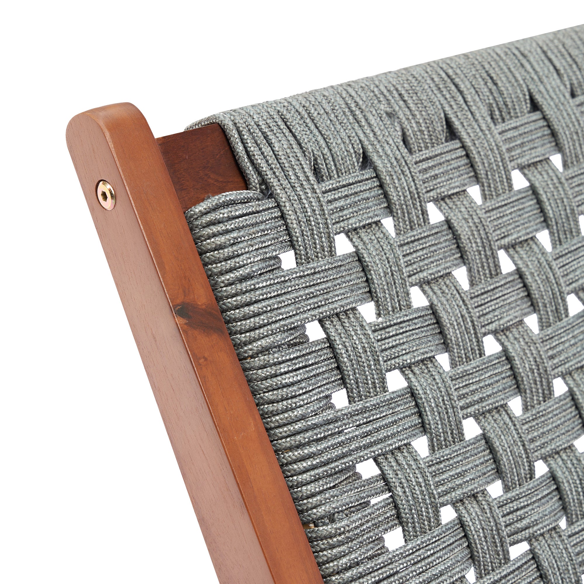 Garden Chair with Footrest - Relaxation Chair in Acacia Wood and Woven Resin - Natural, Gray