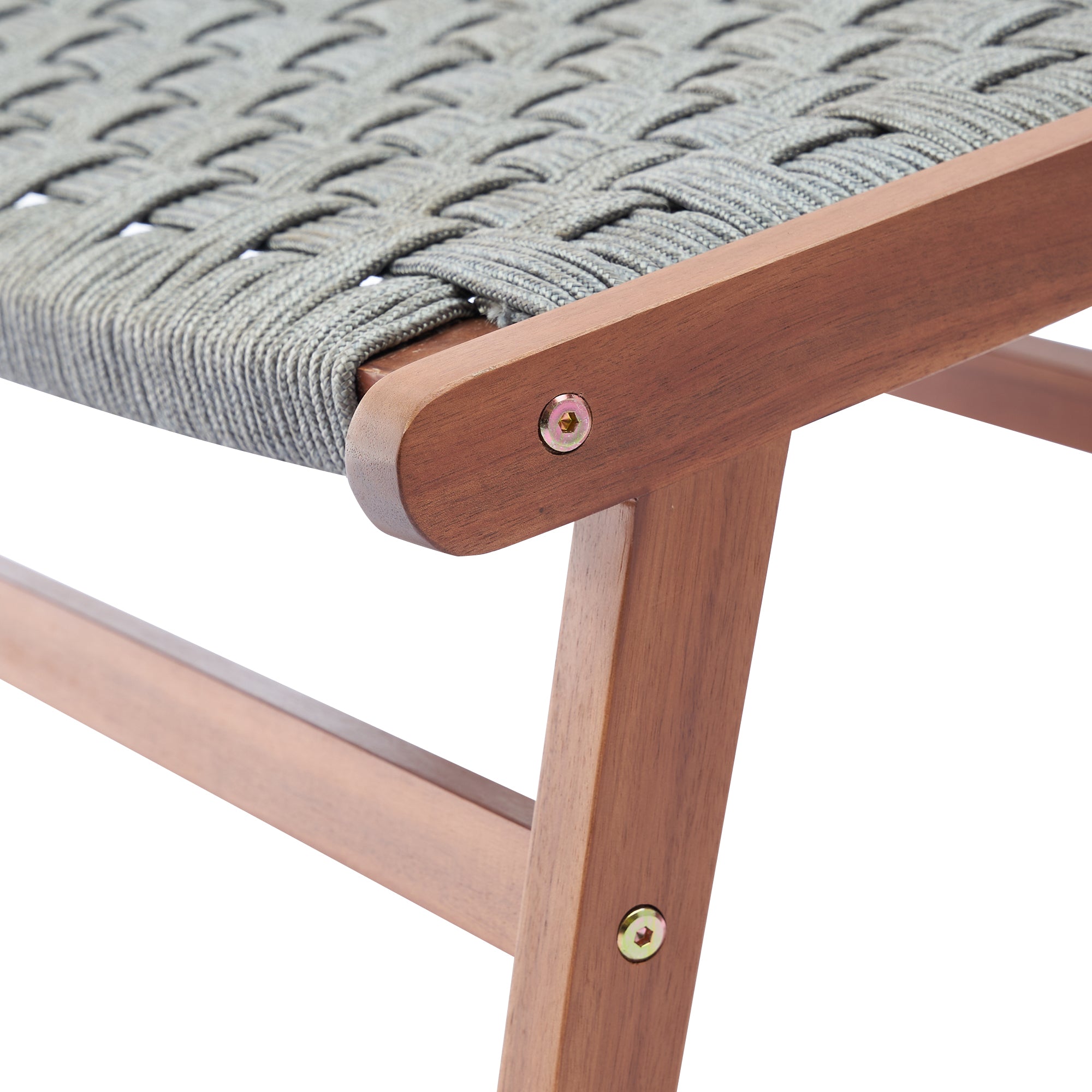 Garden Chair with Footrest - Relaxation Chair in Acacia Wood and Woven Resin - Natural, Gray
