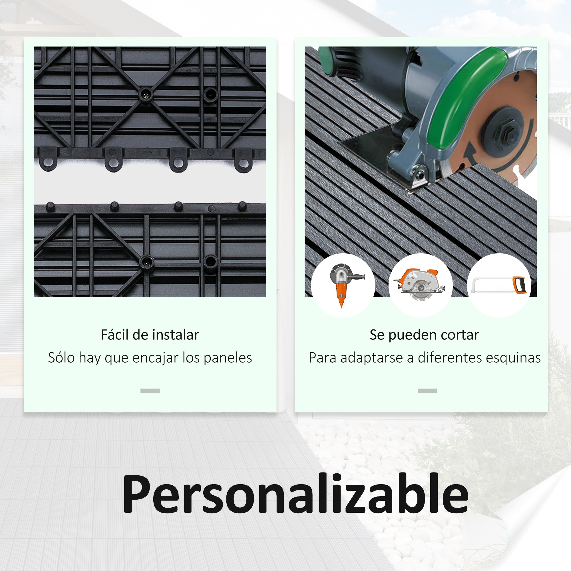 11-Piece Set Exterior Tiles 30x30 cm 1 sqm Outdoor Garden Flooring Non-Slip and Weather Resistant Easy Installation for Garden Terrace Balcony Gray