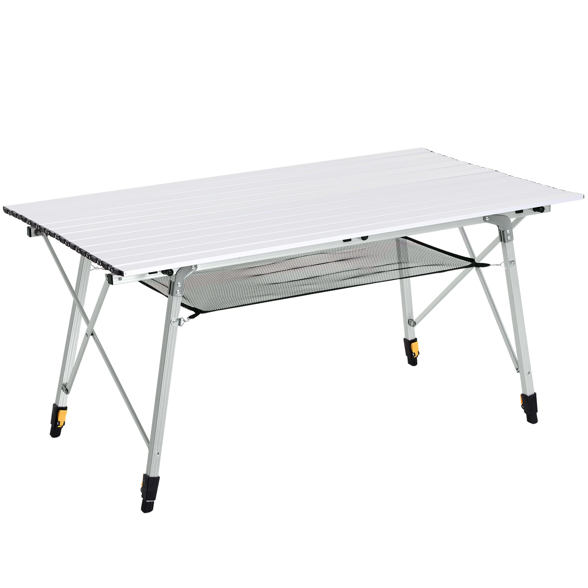 Picnic Folding Table, Foldable Camping Table with Adjustable Height, Includes Carrying Bag, Aluminum, Silver, 120 x 69 x 59-78 cm