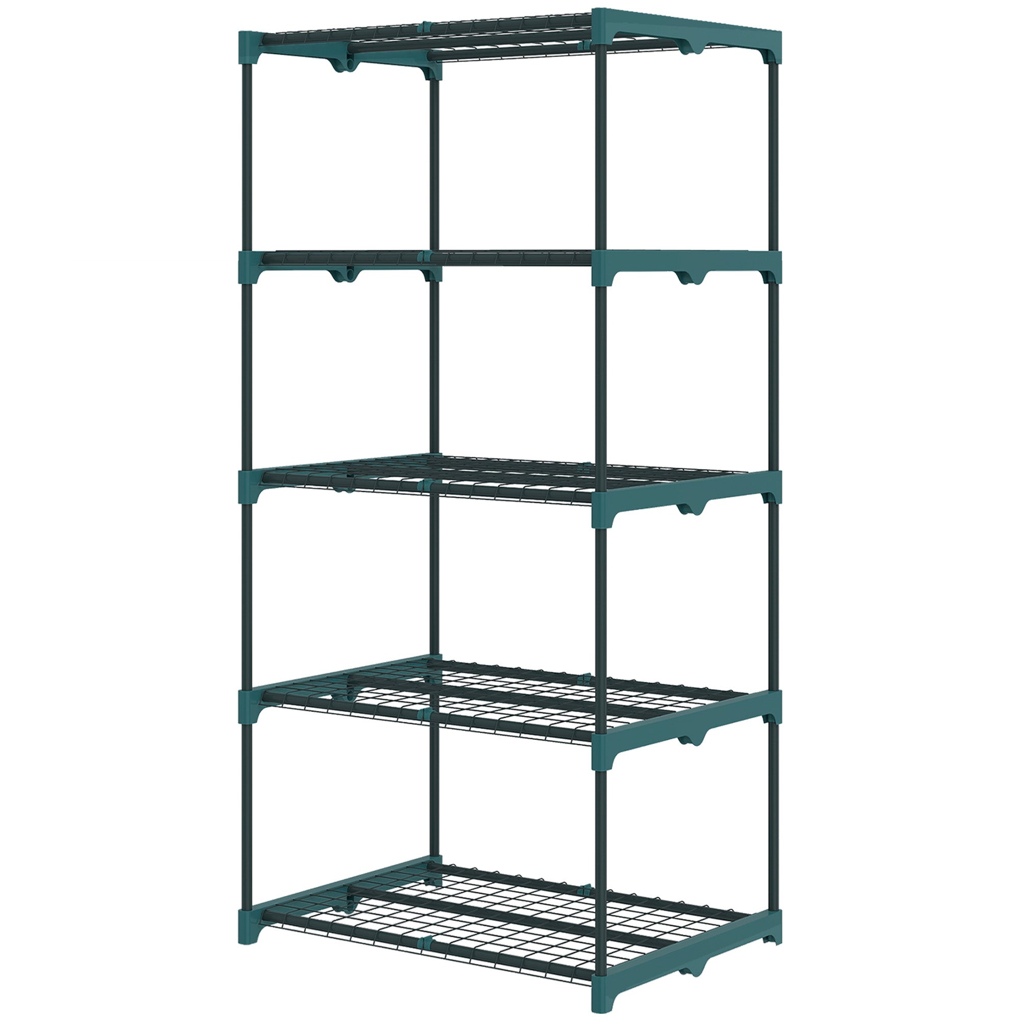 5-Tier Steel Plant Stand – Indoor/Outdoor, Dark Green, 26.4×19.3×54.3 in