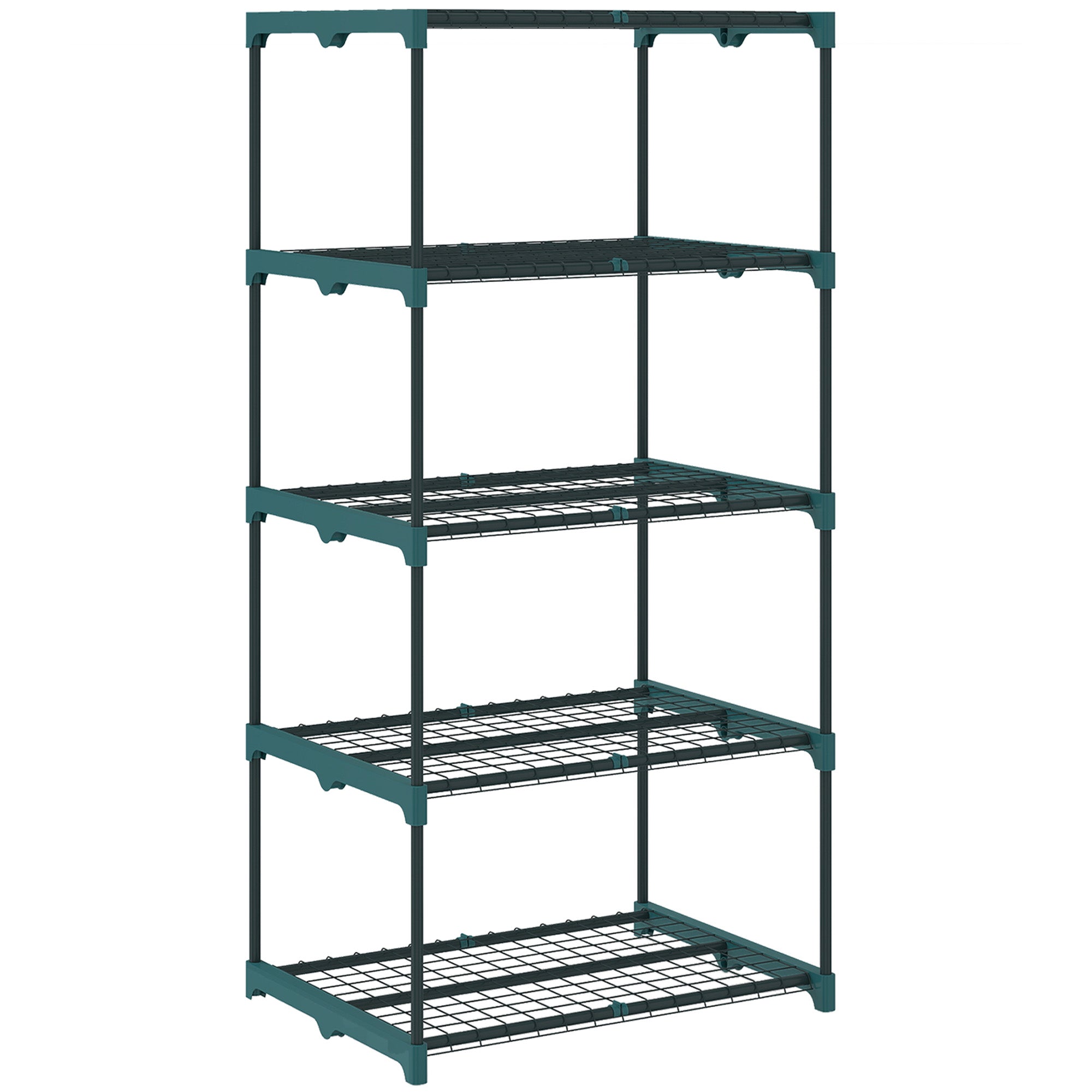 5-Tier Steel Plant Stand – Indoor/Outdoor, Dark Green, 26.4×19.3×54.3 in