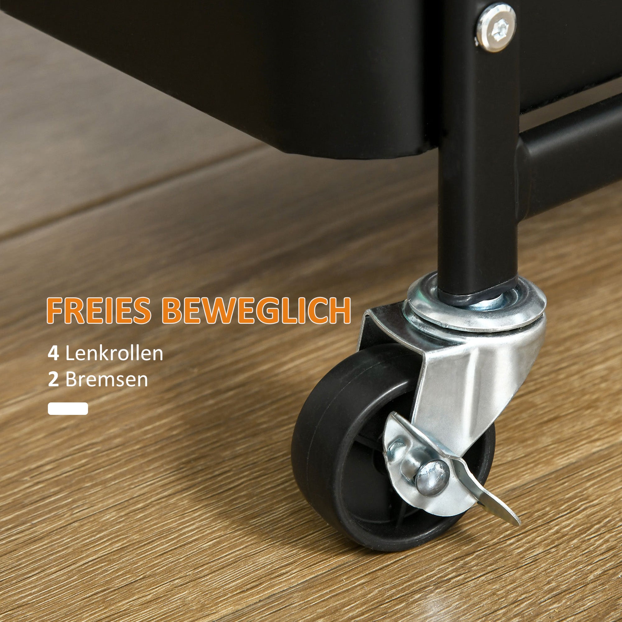 Serving Trolley with 3 Levels Kitchen Cart with Wheels Handle Trolley with Hooks and Basket, Kitchen Shelf, Utility Cart for Kitchen Office Bathroom, Black