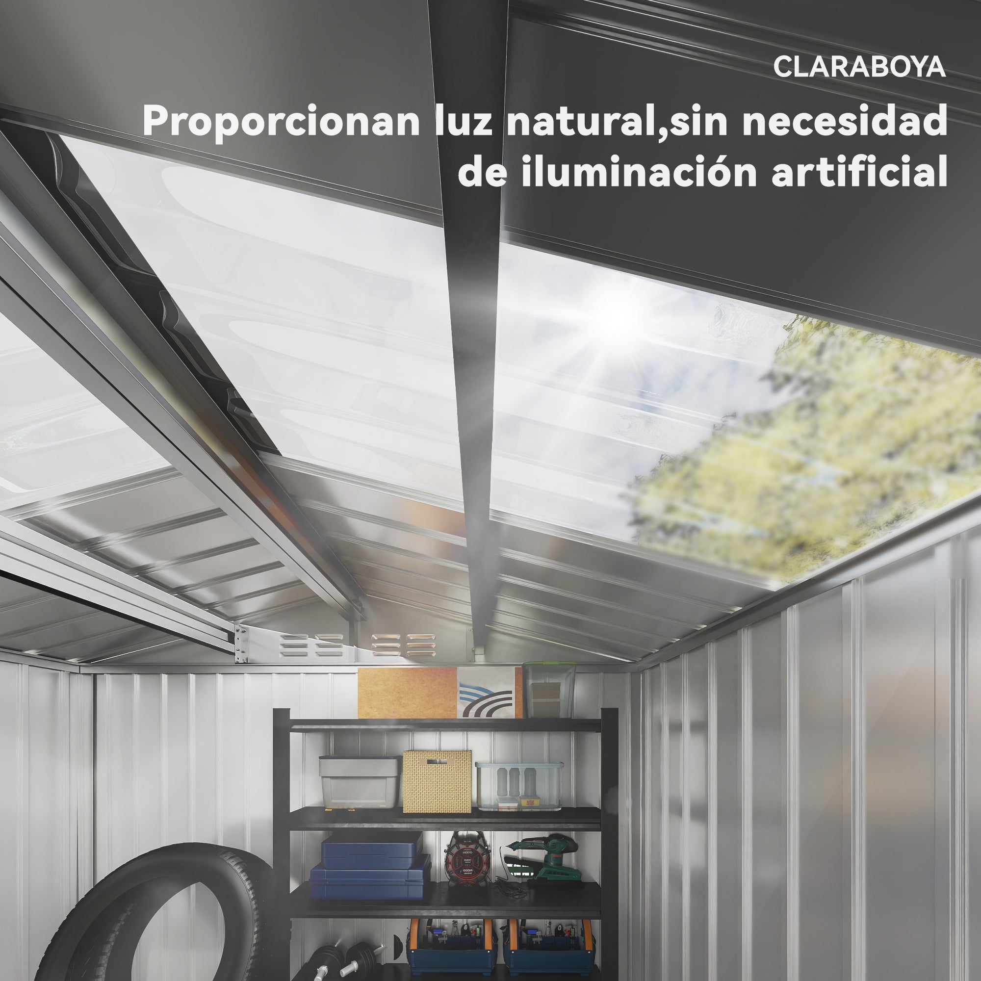 Garden Shed 2.42m² with Reinforcement Base Without Floor 213x130x185 cm Outdoor Garden Shed with Sliding Doors Skylight 4 Windows for Tool Storage Dark Gray