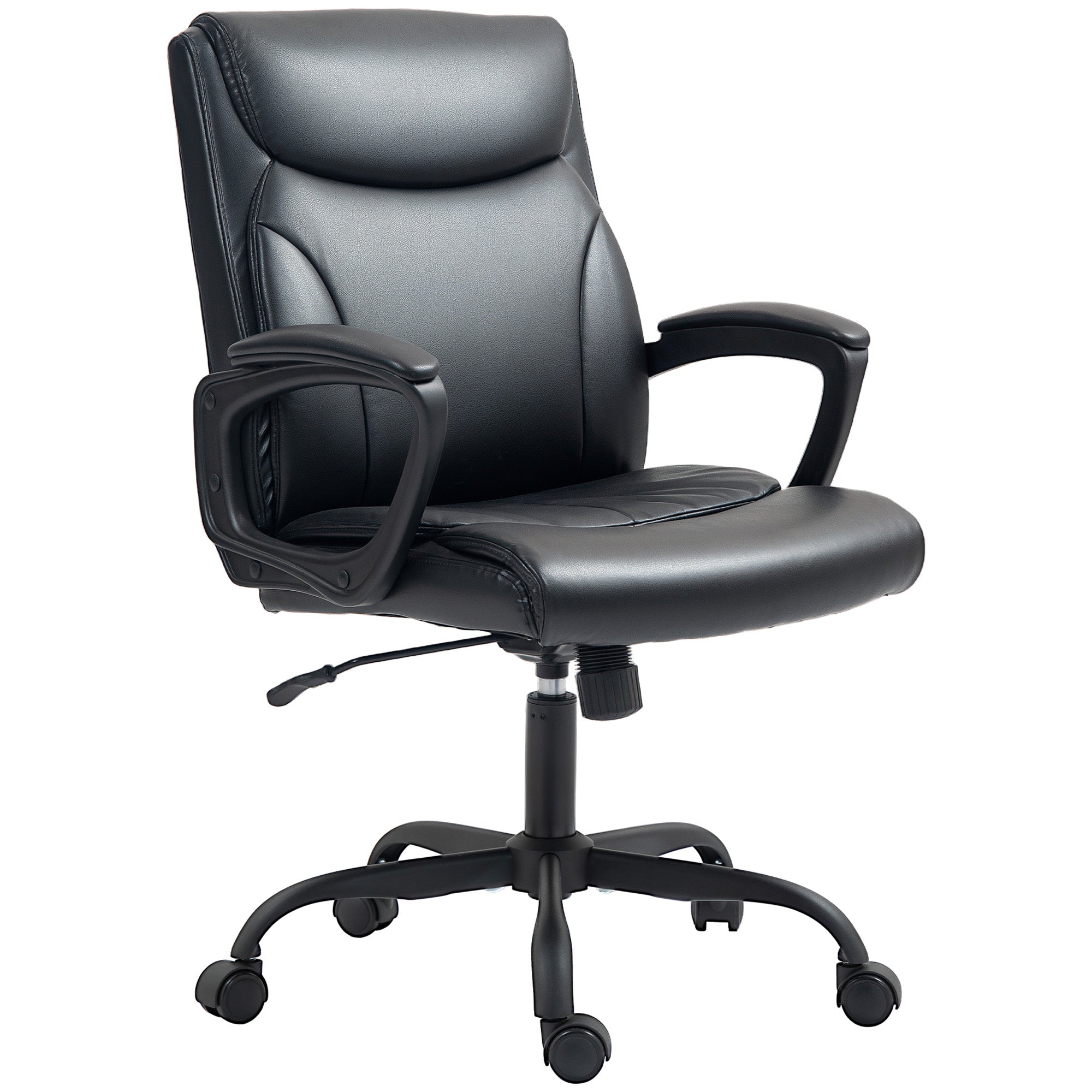 Office Chair Ergonomic Desk Chair with Adjustable Height, Rocking Function, Swivel Casters, 60 x 68 x 95.5-105 cm, Black