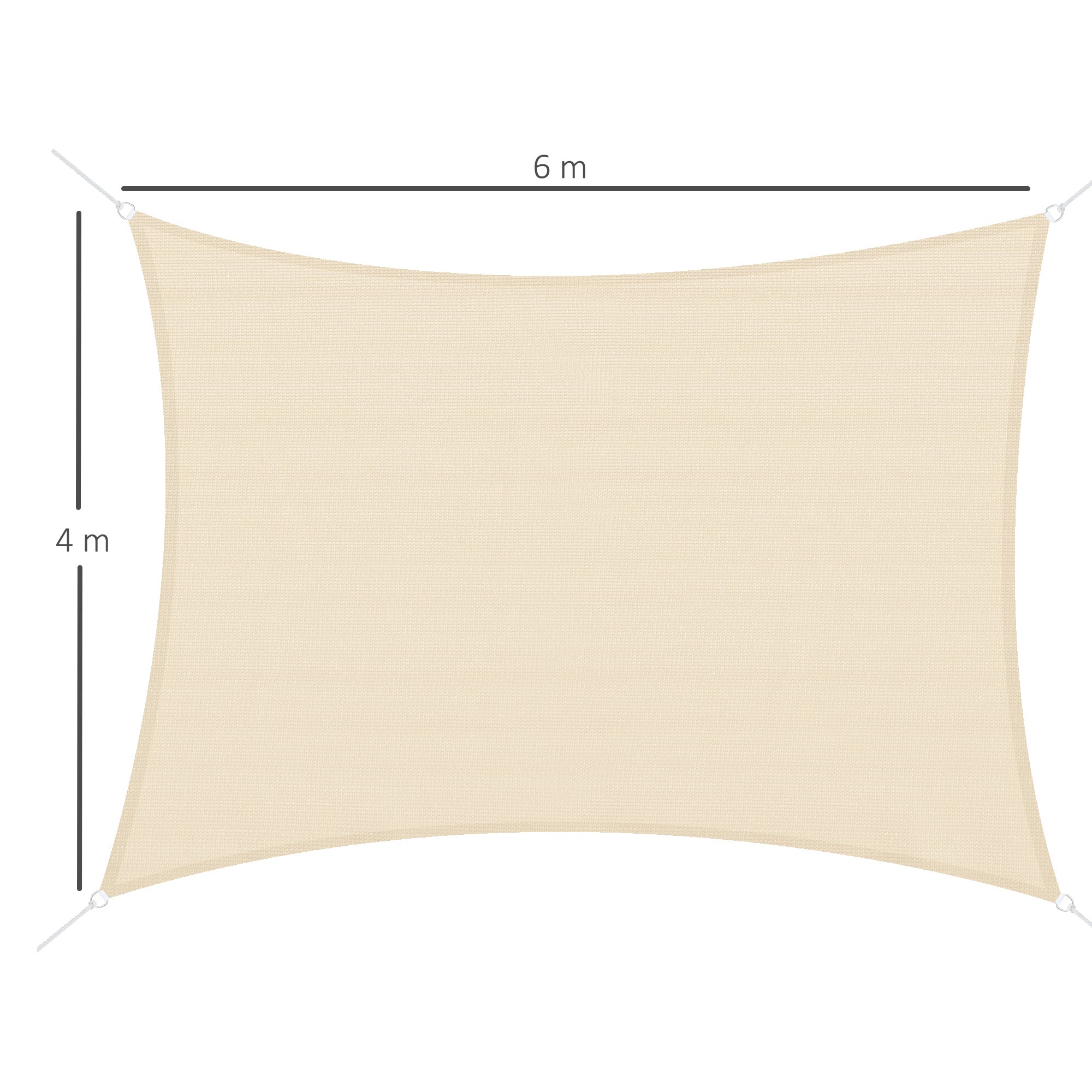 Rectangular Sun Shade Sail 13x20 ft Patio Awning with Anti-UV Stainless Steel Ring and Nylon Ropes for Garden Patio Cream