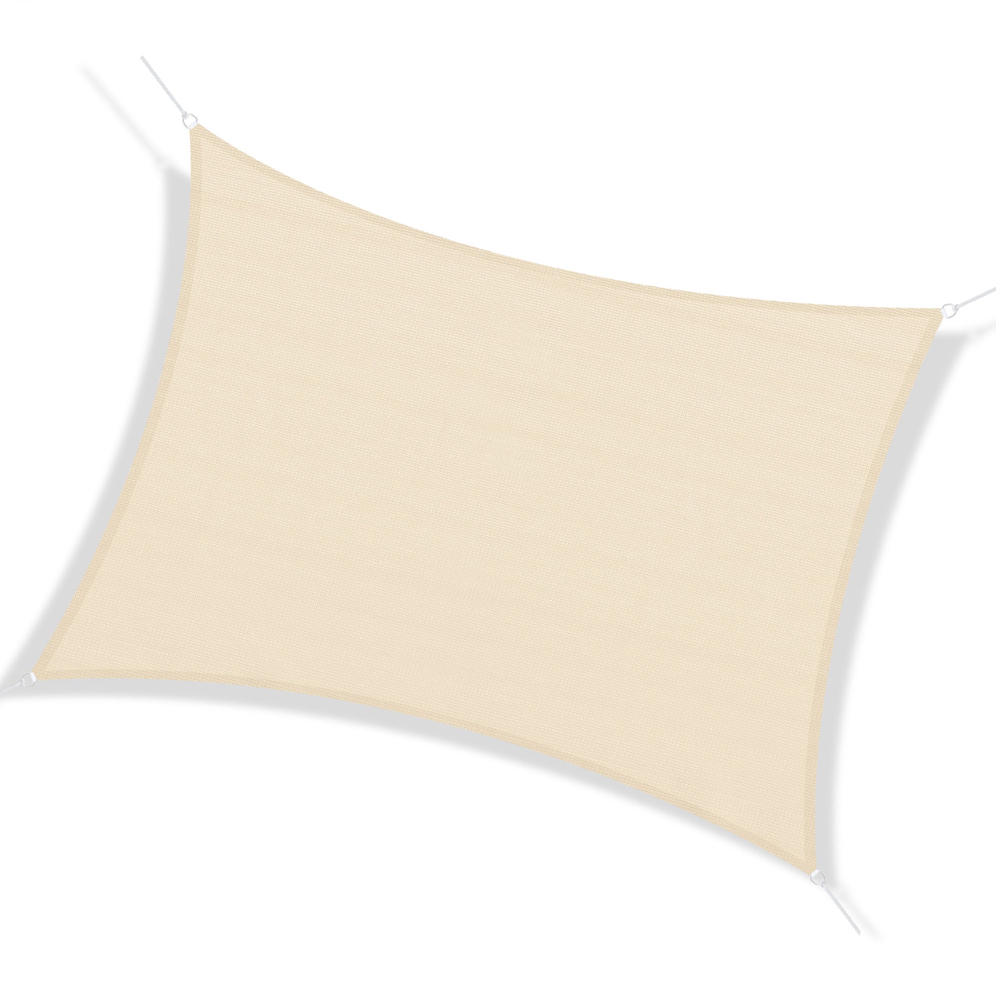 Rectangular Sun Shade Sail 13x20 ft Patio Awning with Anti-UV Stainless Steel Ring and Nylon Ropes for Garden Patio Cream