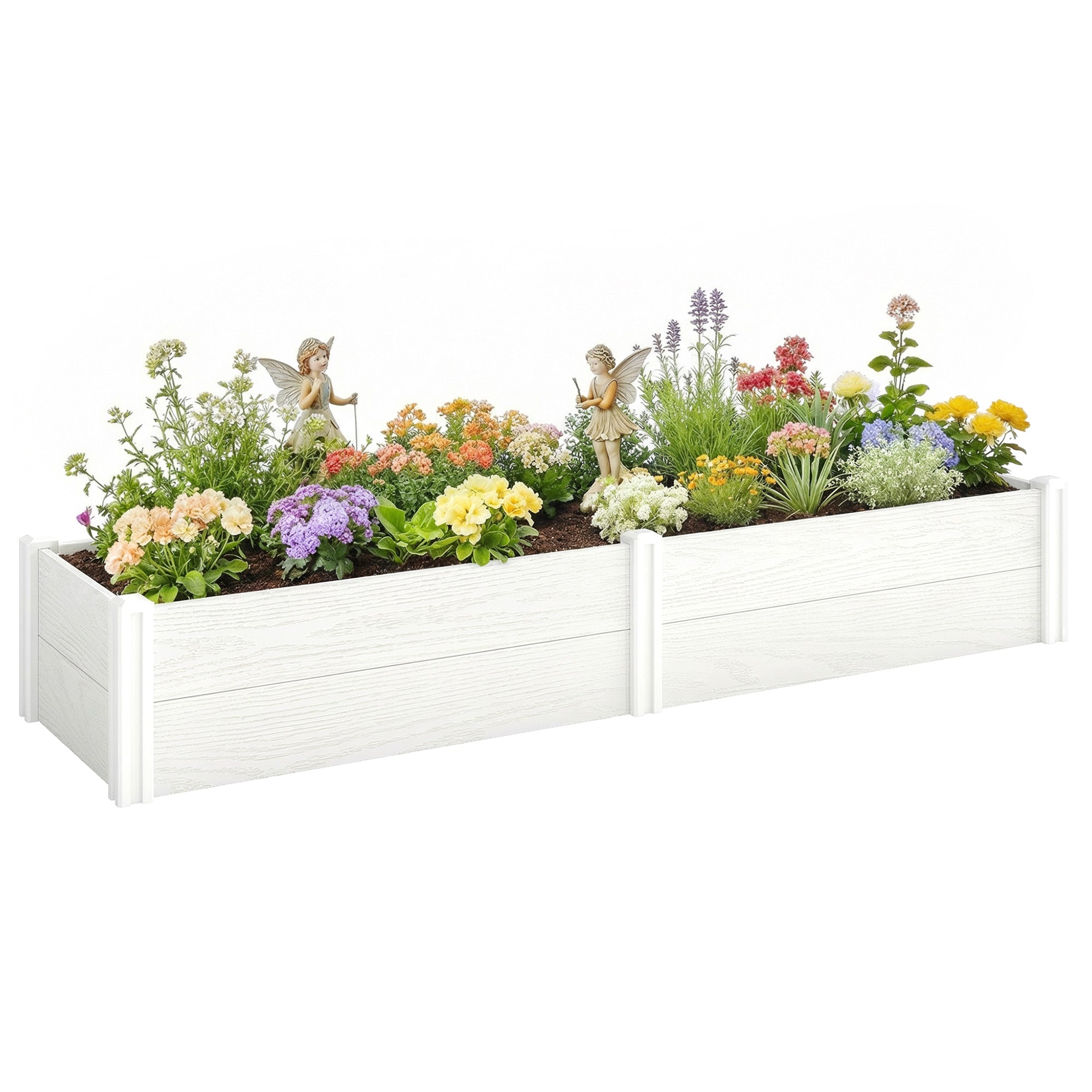 Plastic Raised Garden Bed, Snap-Together Planter with DIY Assembly – 197 x 54 x 33 cm for Garden, Balcony, Flowers, Plants, Vegetables