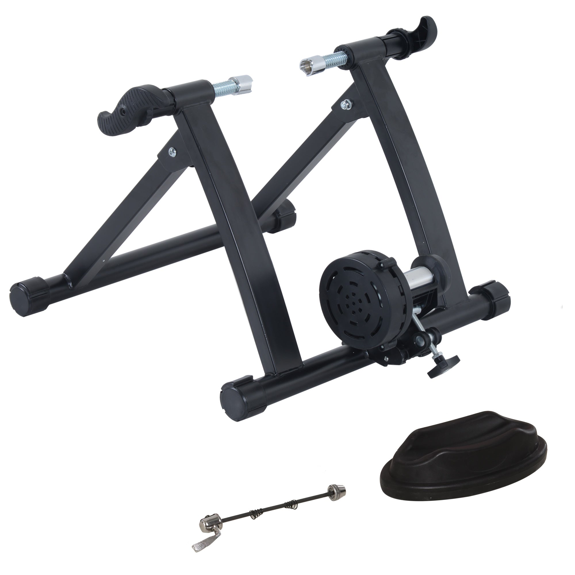 Folding Bike Roller with Magnetic Resistance for 26-28 Inch Wheels Indoor Cycling Trainer Stand 54.5x47.2x39.1 cm Black