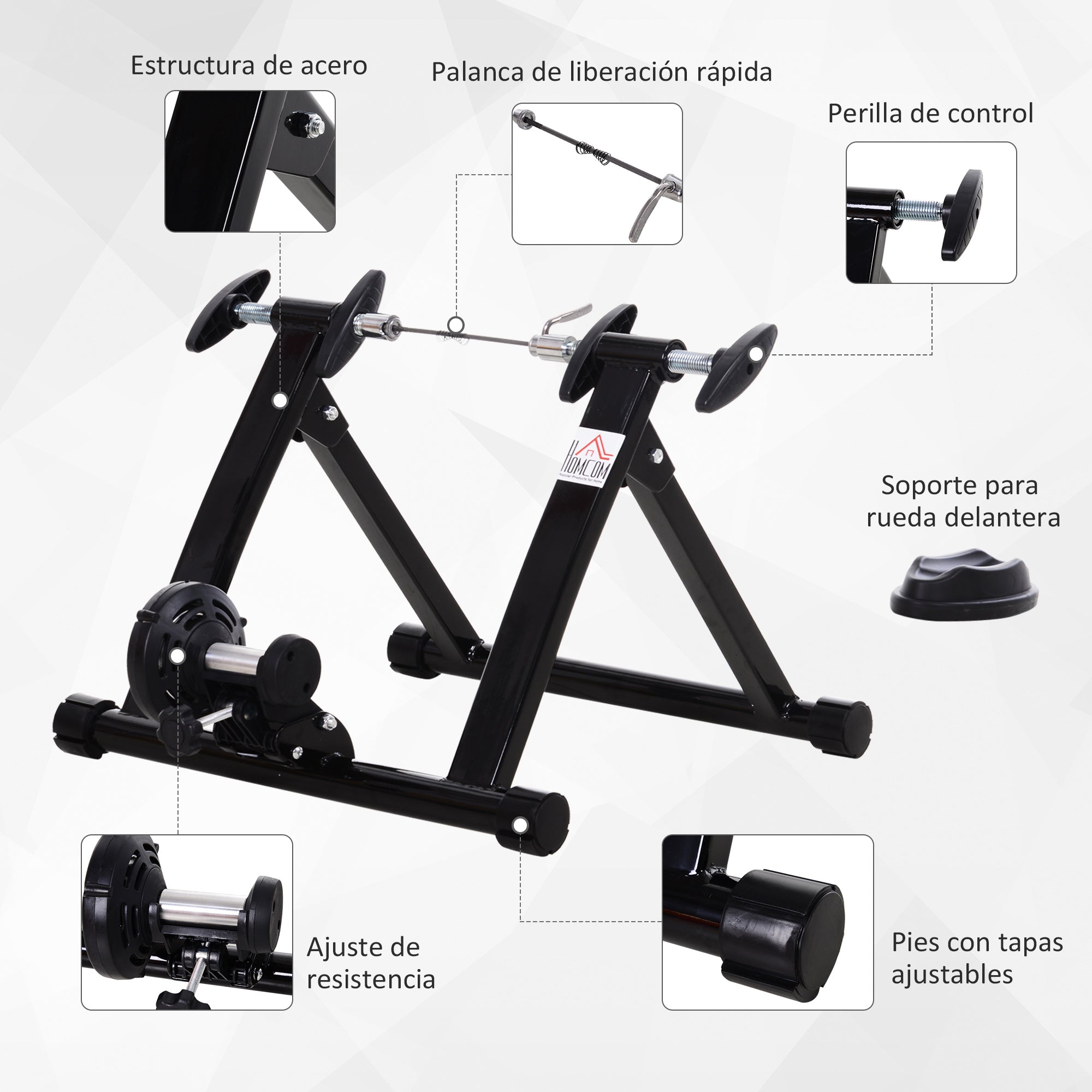 Folding Bike Roller with Magnetic Resistance for 26-28 Inch Wheels Indoor Cycling Trainer Stand 54.5x47.2x39.1 cm Black