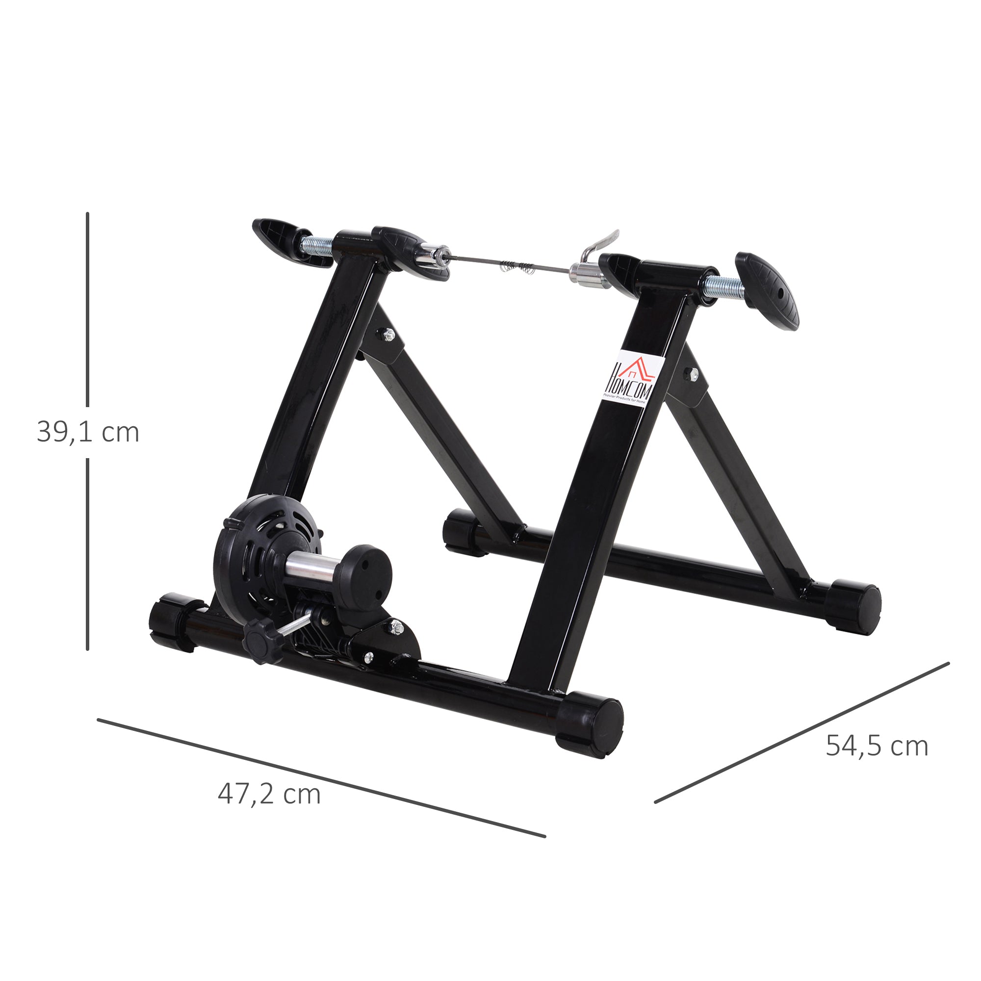 Folding Bike Roller with Magnetic Resistance for 26-28 Inch Wheels Indoor Cycling Trainer Stand 54.5x47.2x39.1 cm Black