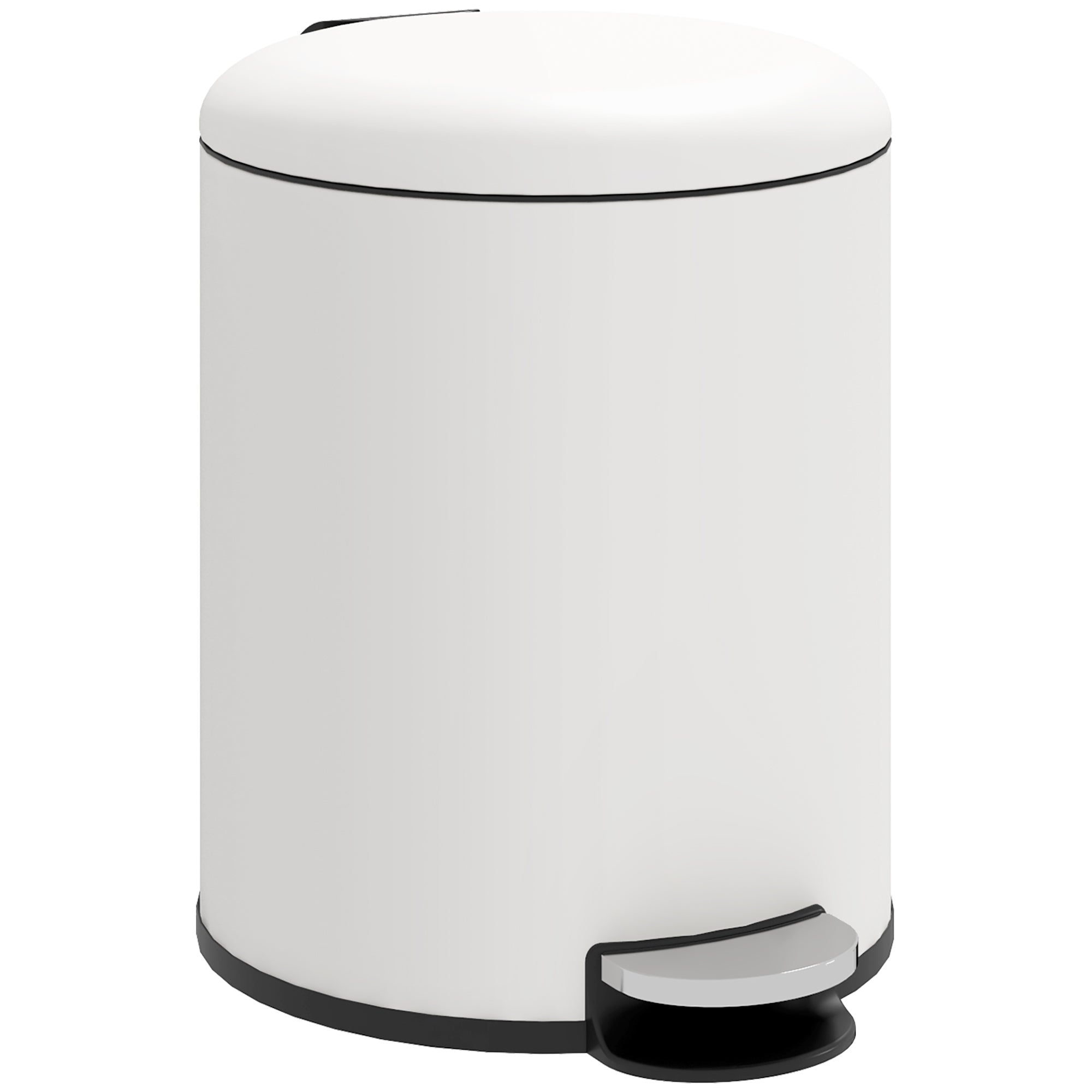 5L Pedal Trash Can with Soft Closing Lid, Metal and PP Waste Basket, 26.5x21x28 cm, Cream White