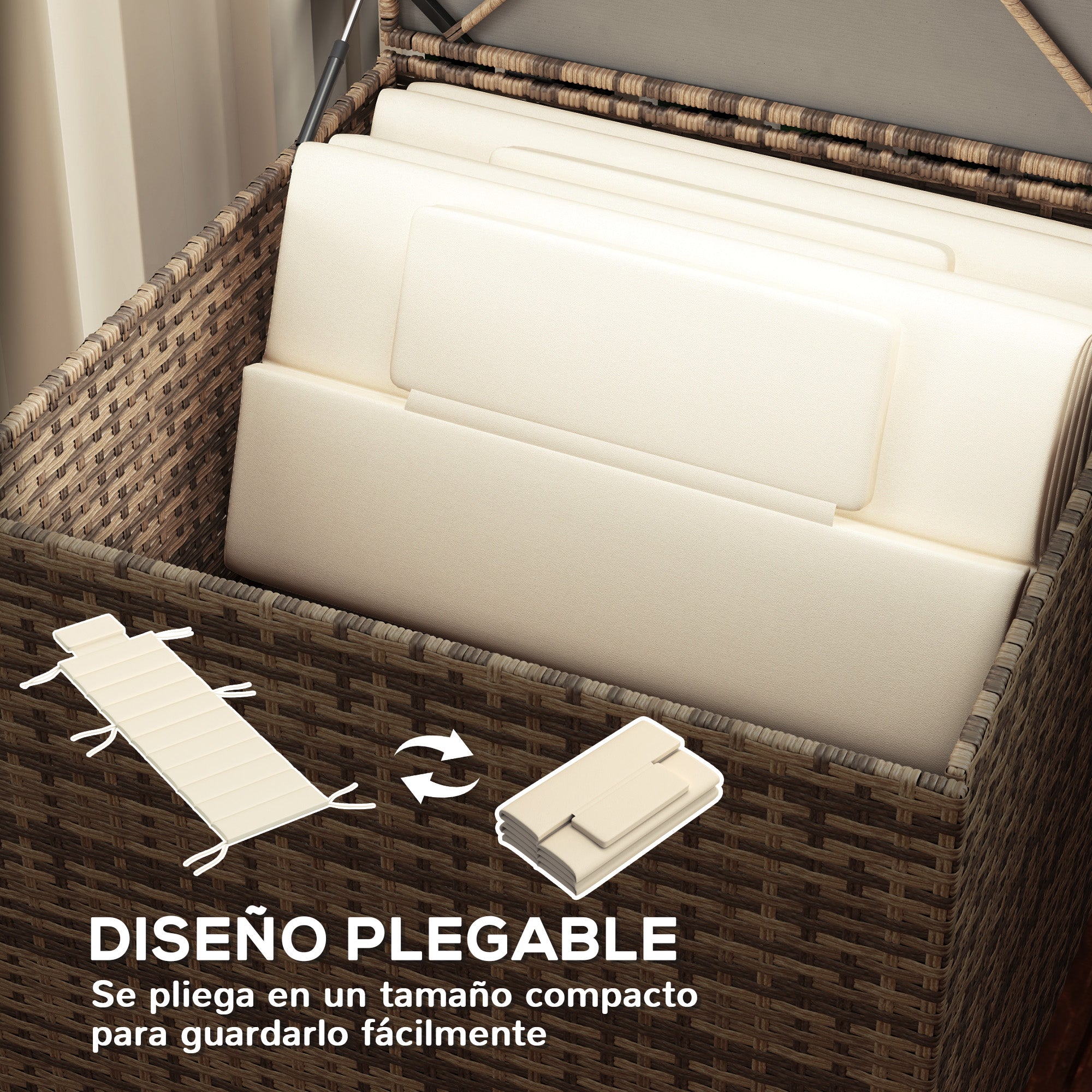 Pack 2 Cushions for Folding Sun Loungers Garden Sunbed Mattresses 203x66x3 cm with Headrest and Fastening Straps Cream