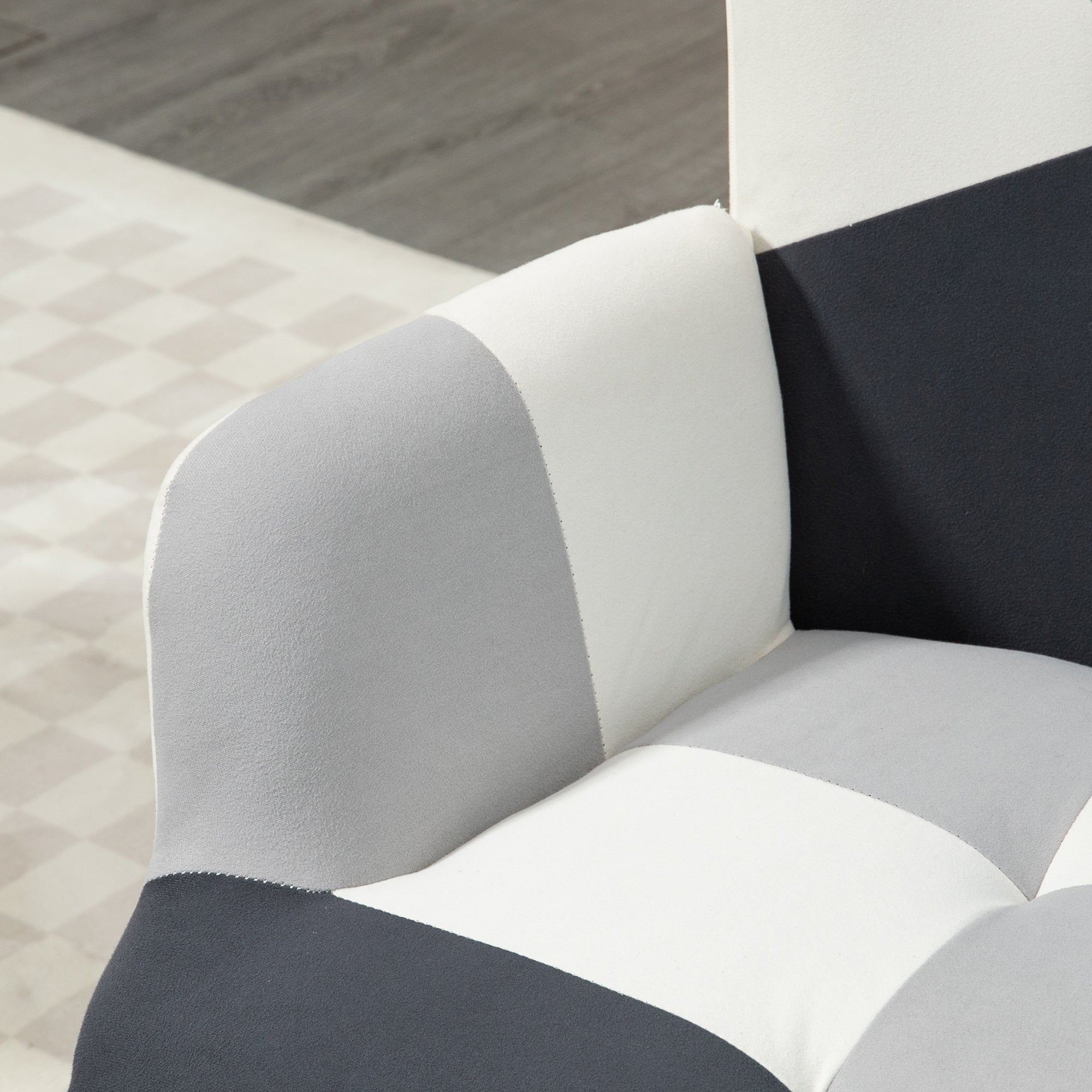 Armchair with Quilted Velvet Cover and Wooden Legs, 66x76x98cm, Multicolor