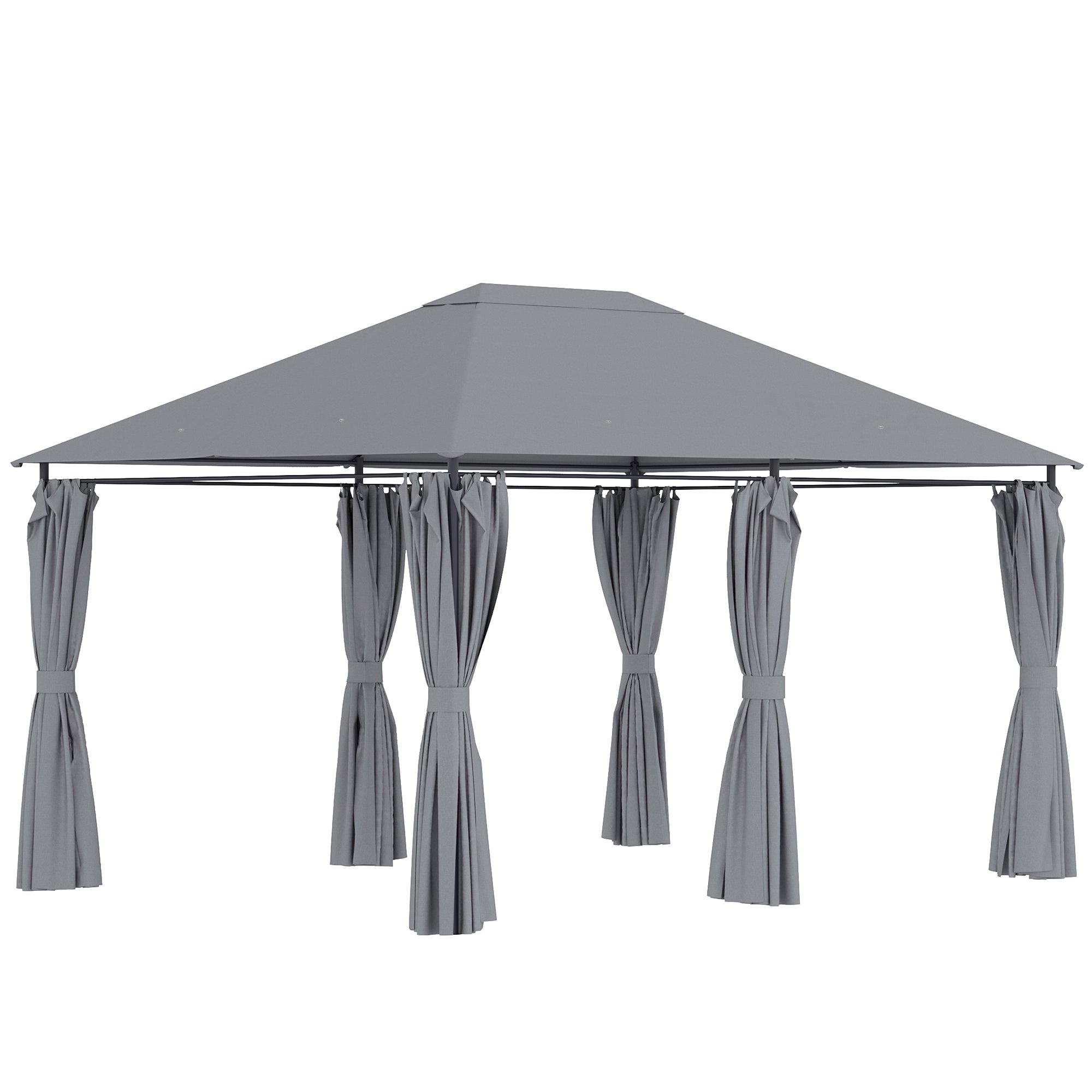 4x3m Garden Gazebo Outdoor Pavilion with 6 Side Walls 8 Drainage Holes and Steel Frame Gazebo for Parties Patio Terrace Gray