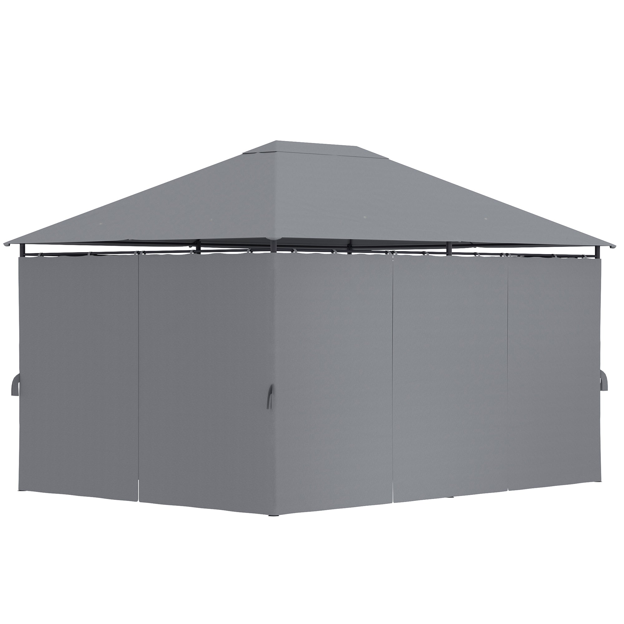 4x3m Garden Gazebo Outdoor Pavilion with 6 Side Walls 8 Drainage Holes and Steel Frame Gazebo for Parties Patio Terrace Gray