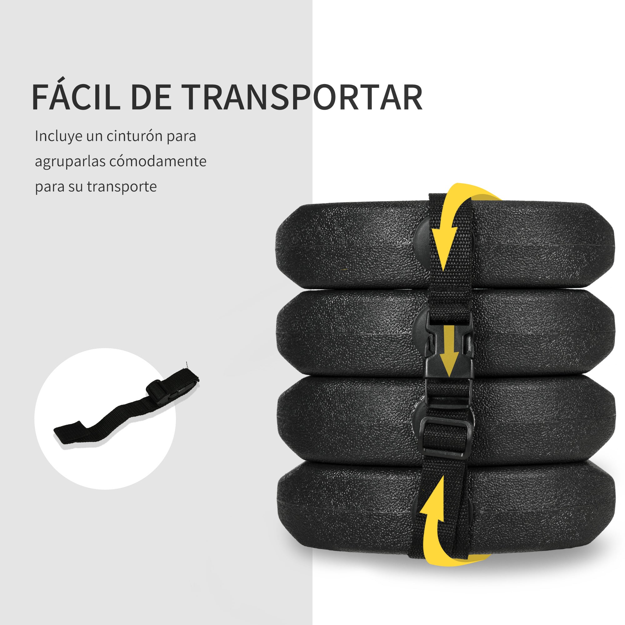 Pack of 4 Canopy Weights for Folding Canopies Weighted with Cement Bases for Canopy Gazebo Ø22x5.5 cm Black