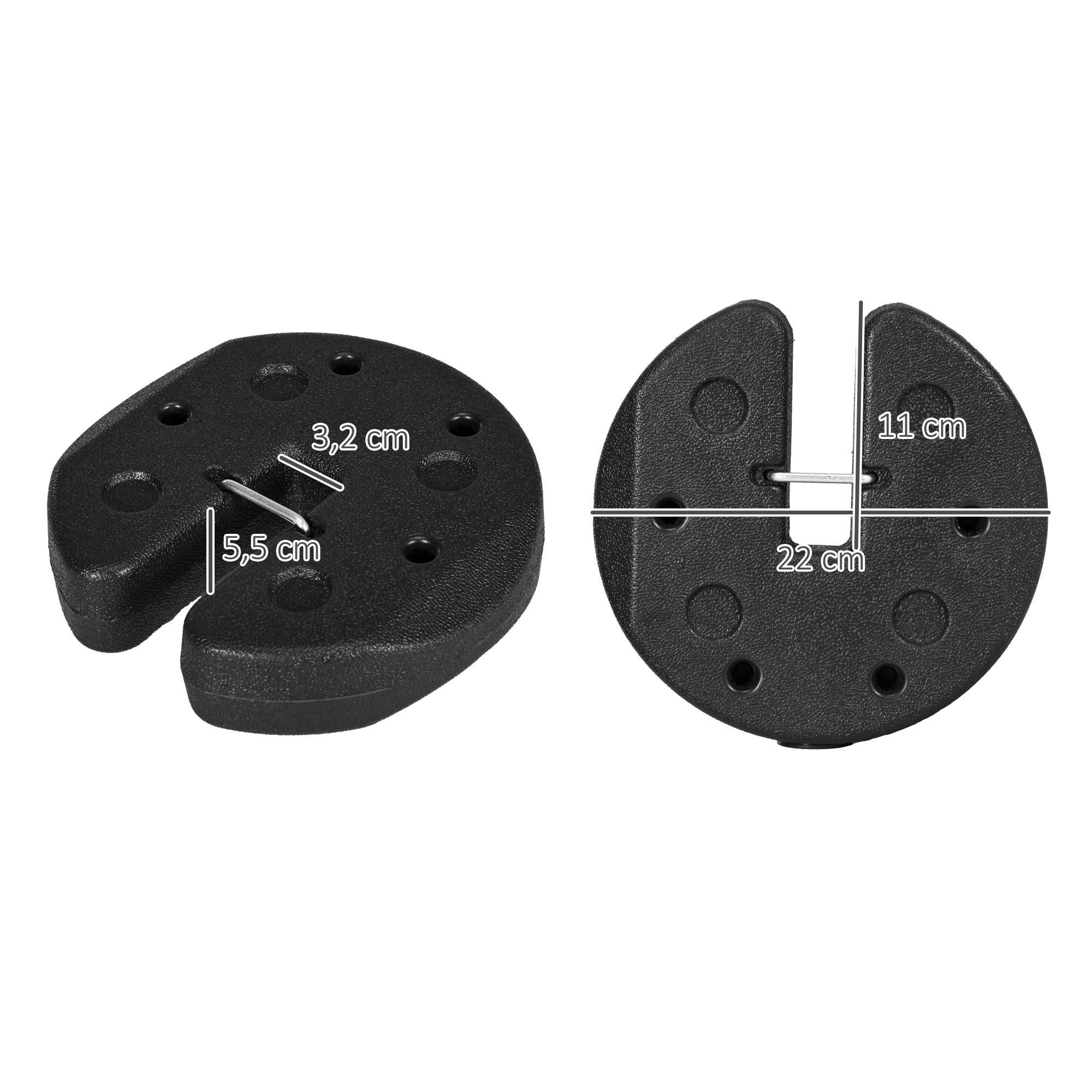 Pack of 4 Canopy Weights for Folding Canopies Weighted with Cement Bases for Canopy Gazebo Ø22x5.5 cm Black