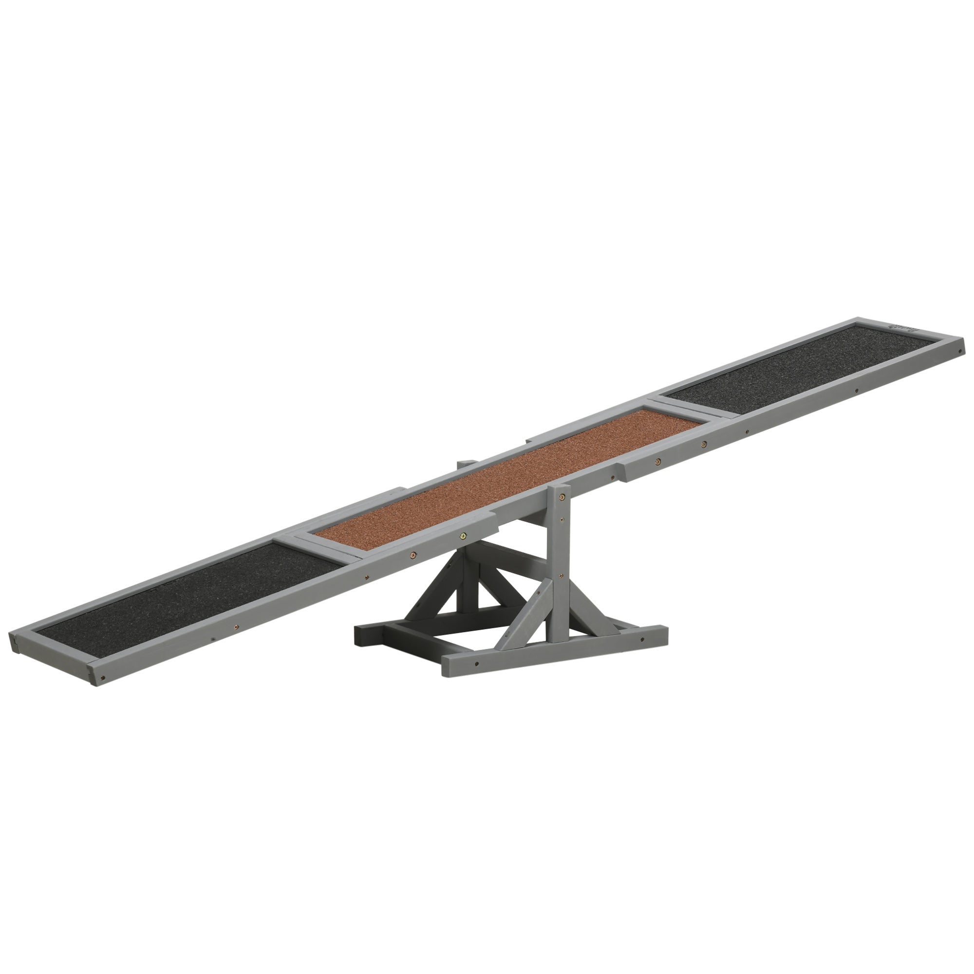 Dog Seesaw, Dog Agility Seesaw made of Wood, Non-Slip Dog Agility Ramp for Dogs under 30 kg, Weatherproof Dog Training Outdoor Dog Sport for Balance, 180 x 30 x 30 cm Gray