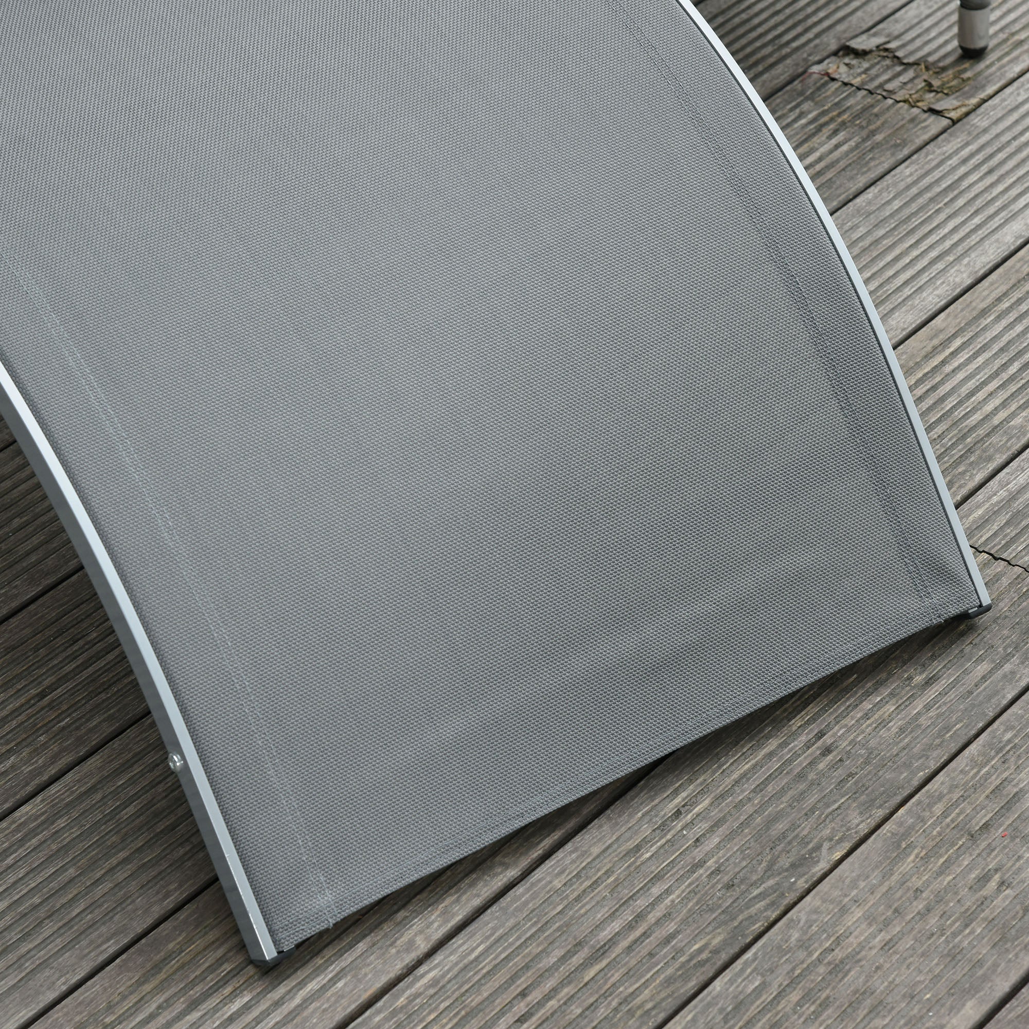 Garden Lounger with Cushion Sun Lounger Relax Lounger Ergonomic Aluminum Texteline Dark Gray 160 x 60 x 65 cm