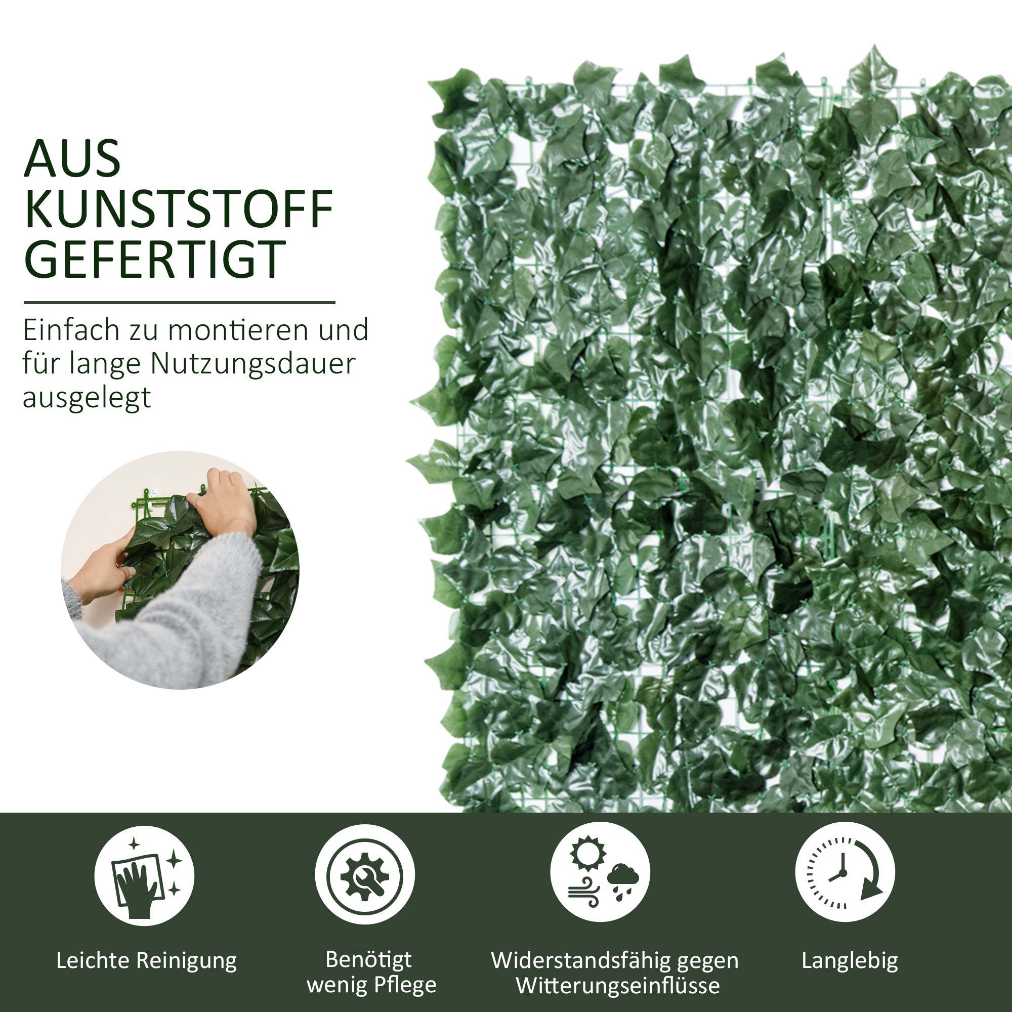 Artificial Hedge Privacy Screen, UV Protected Privacy Screen, Green Balcony Privacy Screen, Fence Privacy Screen with Leaves, Hedge Fence, Wall Artificial 300 x 150 cm for Garden Wedding