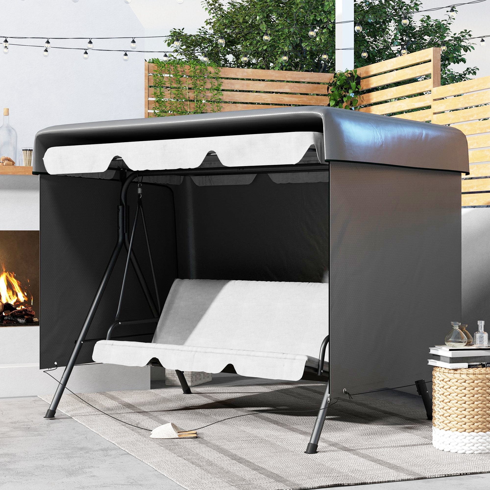 Swing Garden Cover Swing Garden Swing Cover Outdoor Swing Cover with Zipper Waterproof 215x155x150 cm Dark Gray