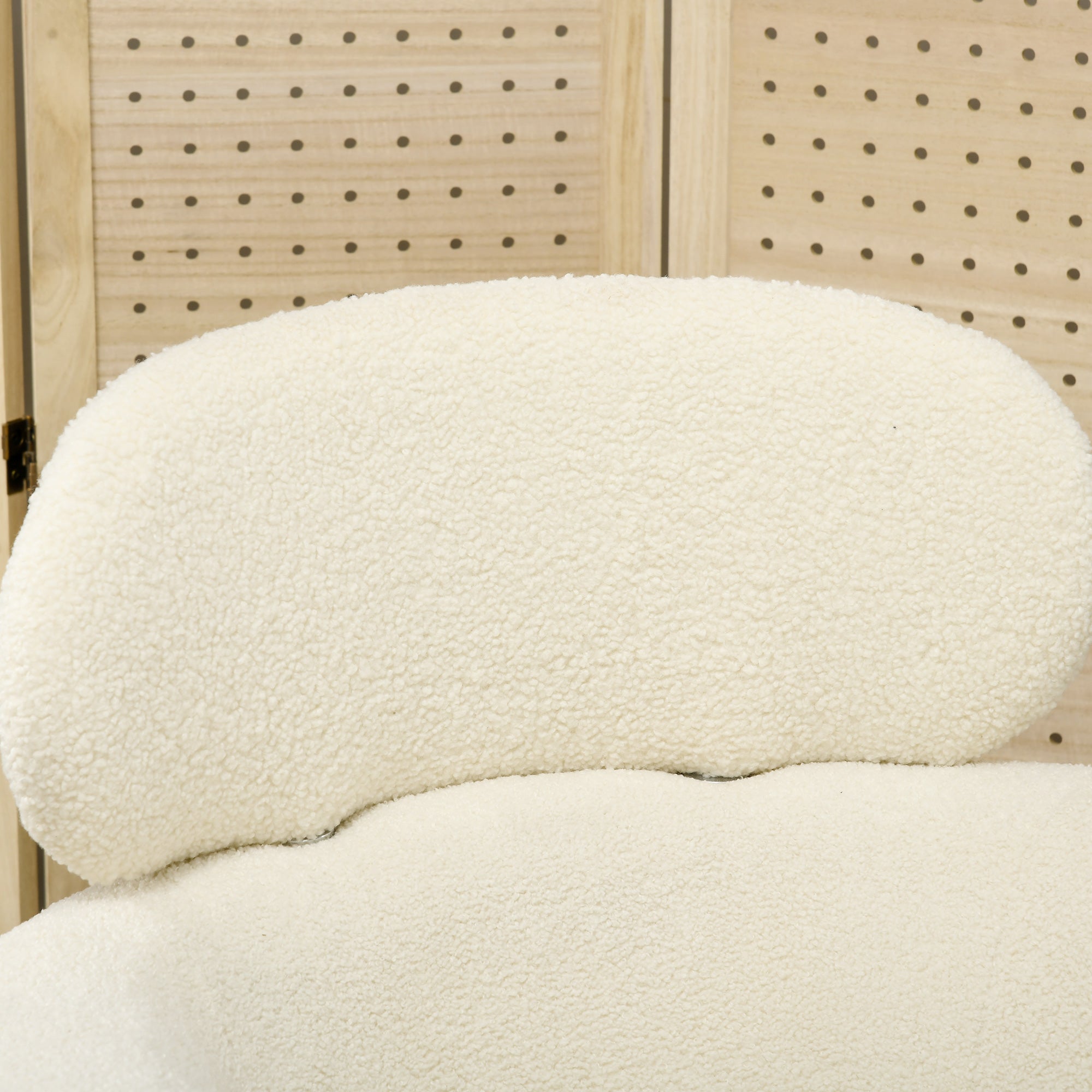 Living Room Armchair Single Seat Leisure Chair Upholstered in Fleece with Headrest and Metal Legs for Bedroom Office Room Load 125 kg Cream