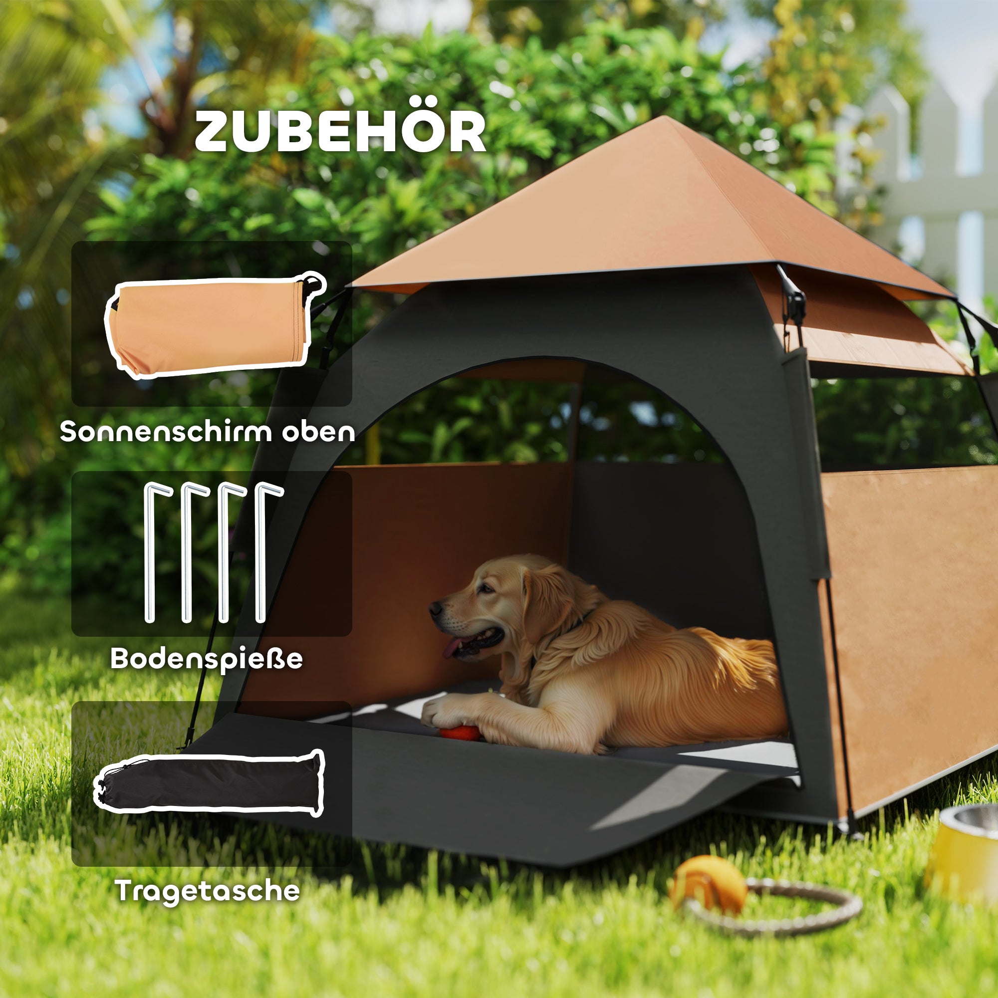 Pet Tent, Dog Tent, Cat House Outdoor, Dog House with Mesh Window, Dog Tipi Tent with Carrying Bag, Sunshade for Backyard, Living Room, Dark Brown