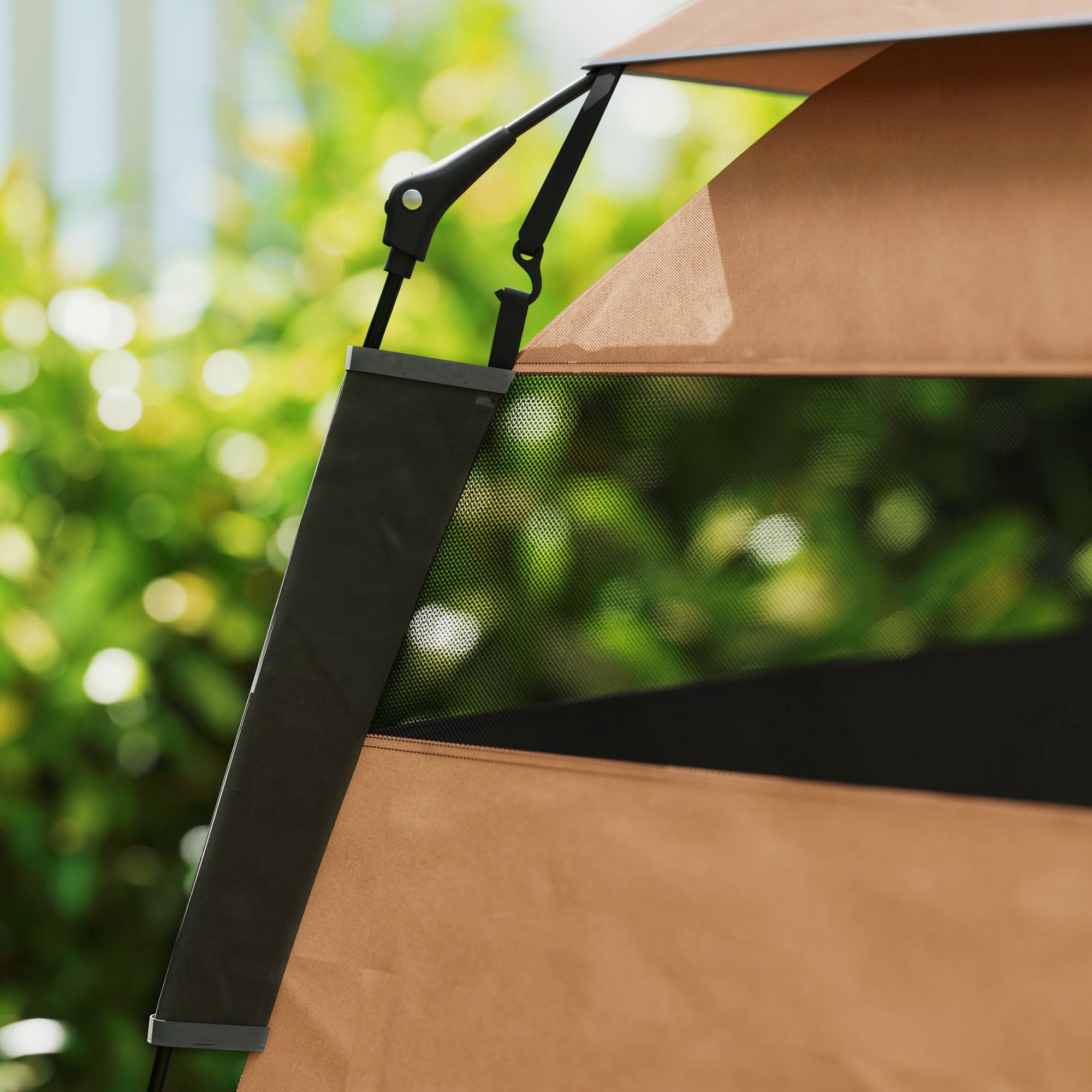 Pet Tent, Dog Tent, Cat House Outdoor, Dog House with Mesh Window, Dog Tipi Tent with Carrying Bag, Sunshade for Backyard, Living Room, Dark Brown