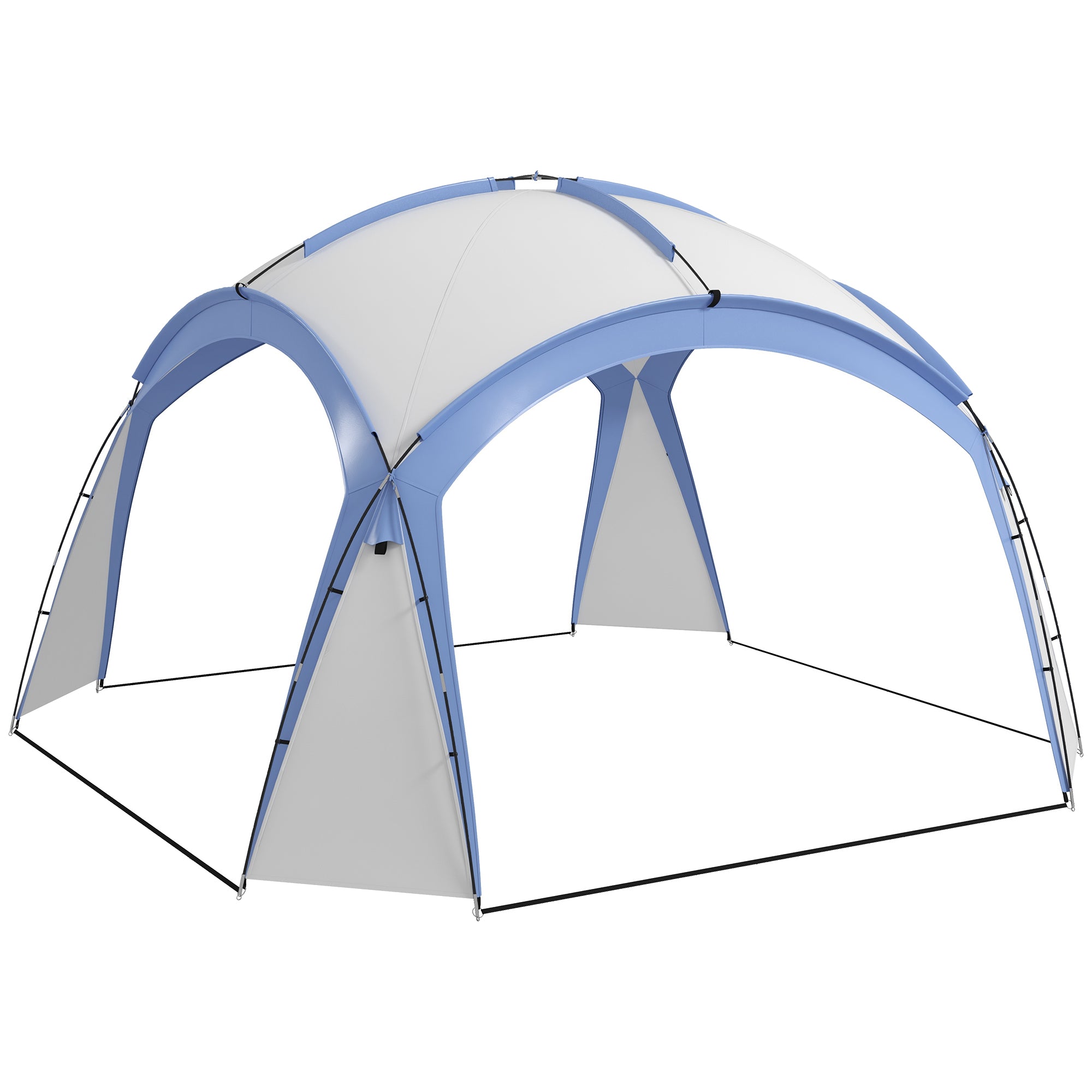 Event Shelter 3.5 x 3.5m Pavilion with Hook Door, Rain Protection with Sturdy Steel Poles, Garden Canopy with UV Protection, Party Tent Sunshade for Camping, Garden Festivals Light Blue