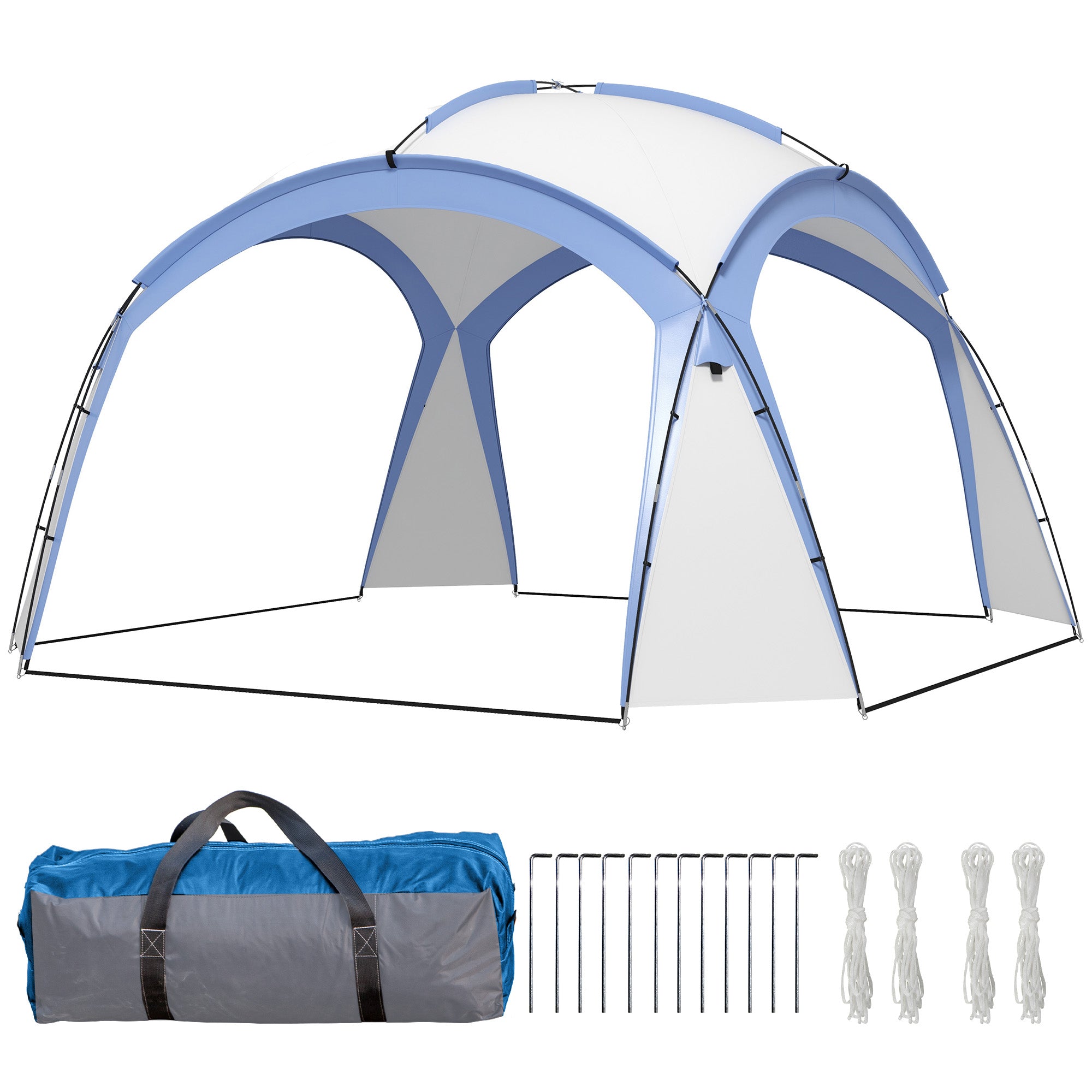 Event Shelter 3.5 x 3.5m Pavilion with Hook Door, Rain Protection with Sturdy Steel Poles, Garden Canopy with UV Protection, Party Tent Sunshade for Camping, Garden Festivals Light Blue