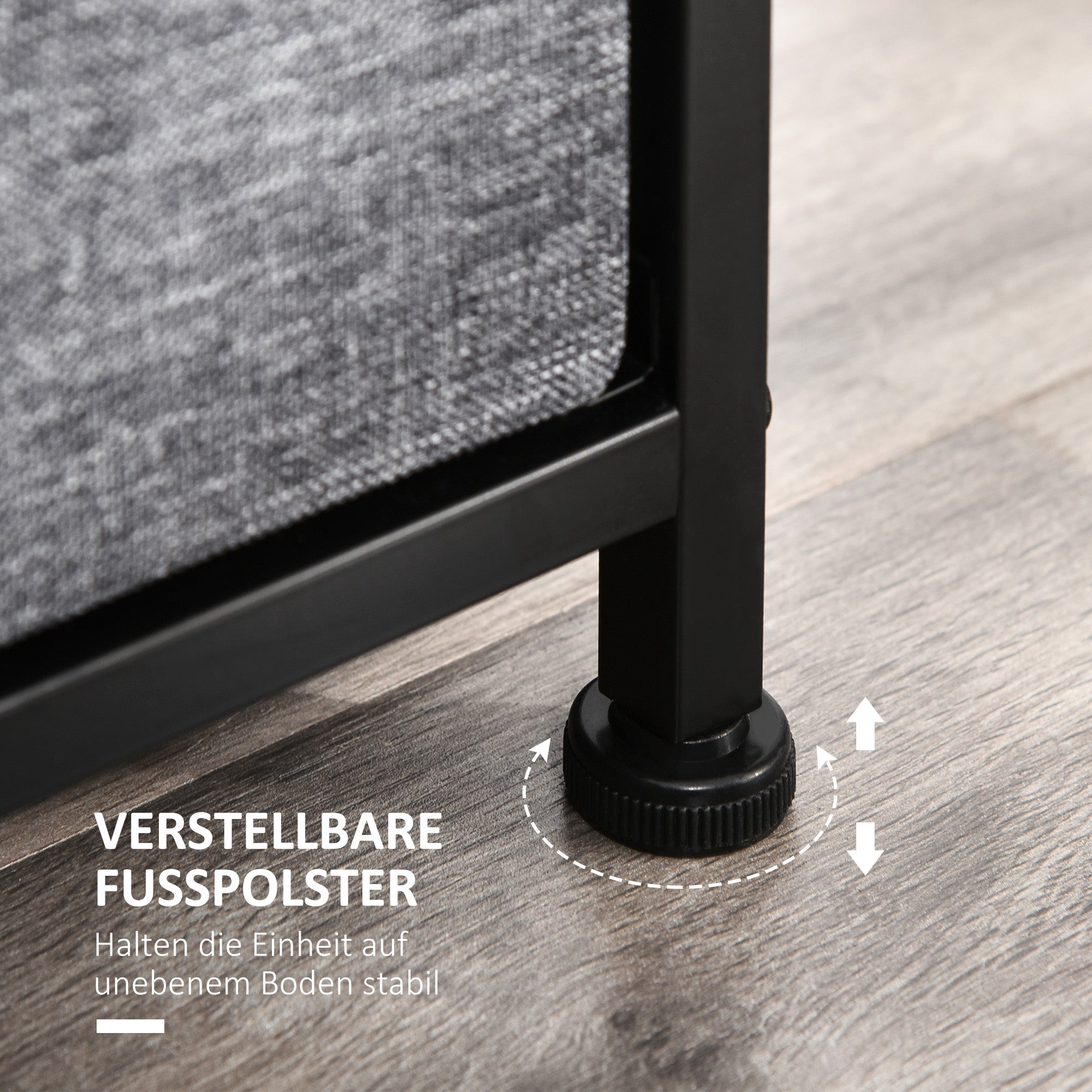 Dresser with 8 Fabric Drawers Storage Cabinet Dresser with Handles, Metal Frame, Modern Design Cabinet for Bedroom, Living Room in Dark Gray