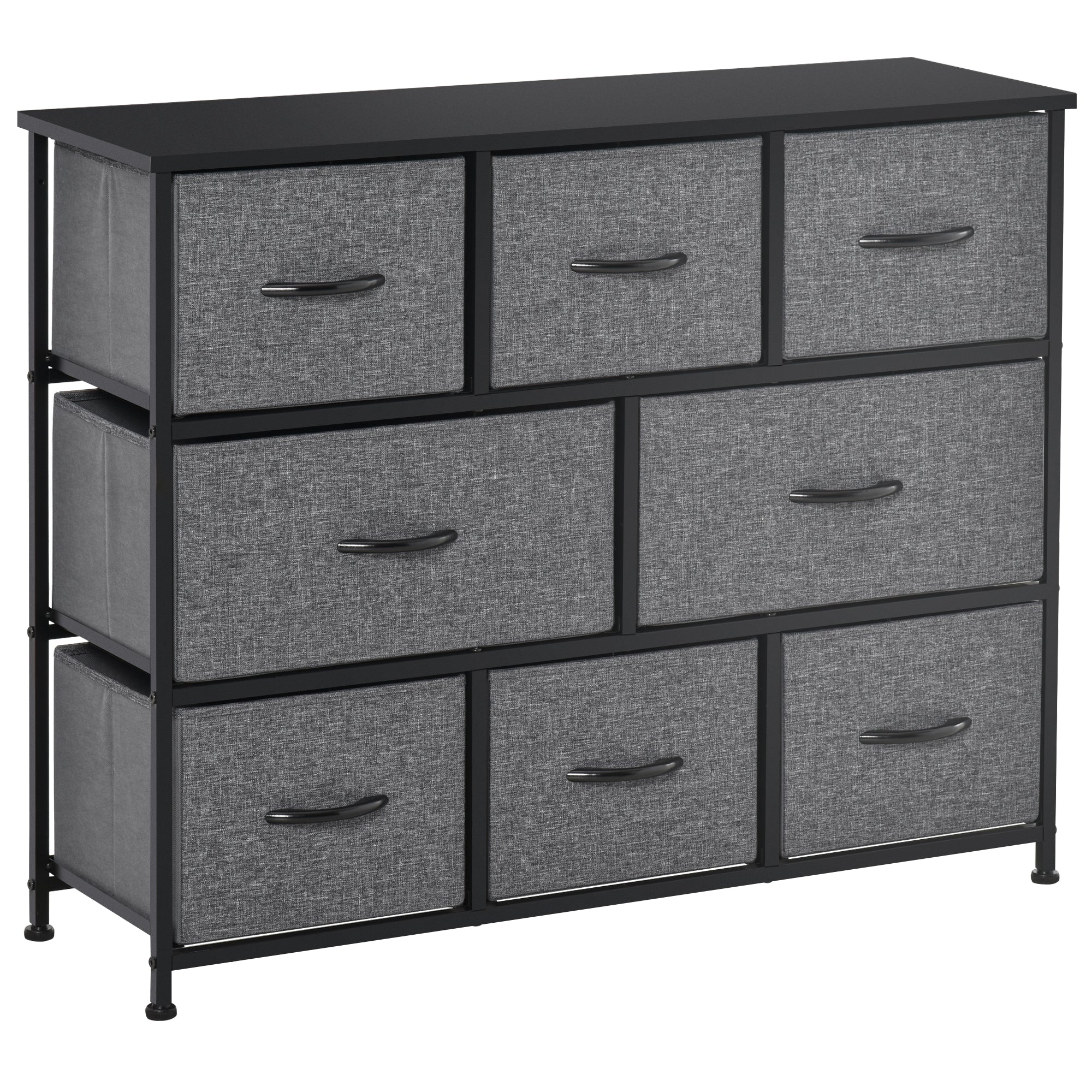 Dresser with 8 Fabric Drawers Storage Cabinet Dresser with Handles, Metal Frame, Modern Design Cabinet for Bedroom, Living Room in Dark Gray