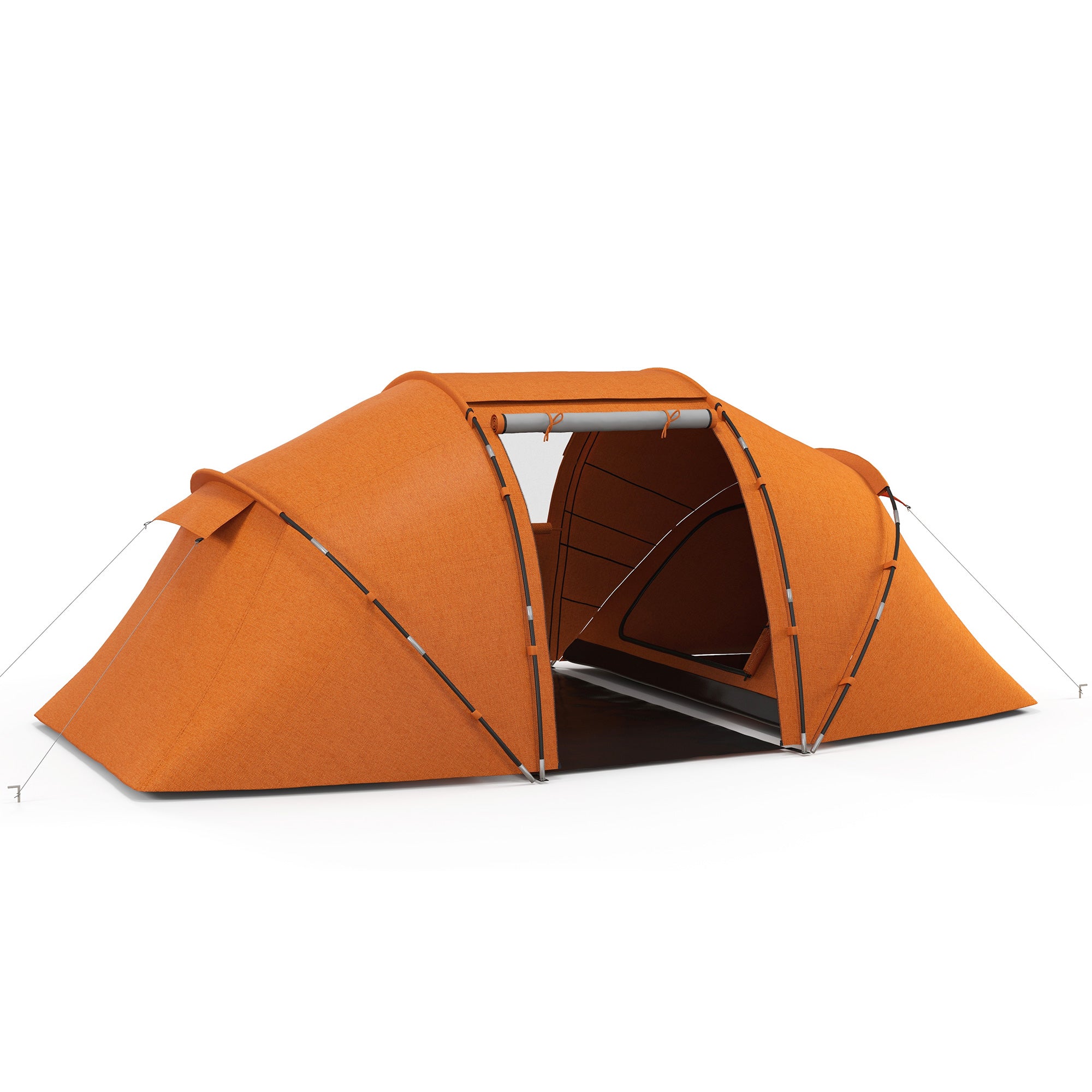 Tunnel Tent for 4–6 People – Waterproof 2000mm Family Camping Tent with Groundsheet and Entrance, Ideal for Travel, Trekking & Garden – Orange