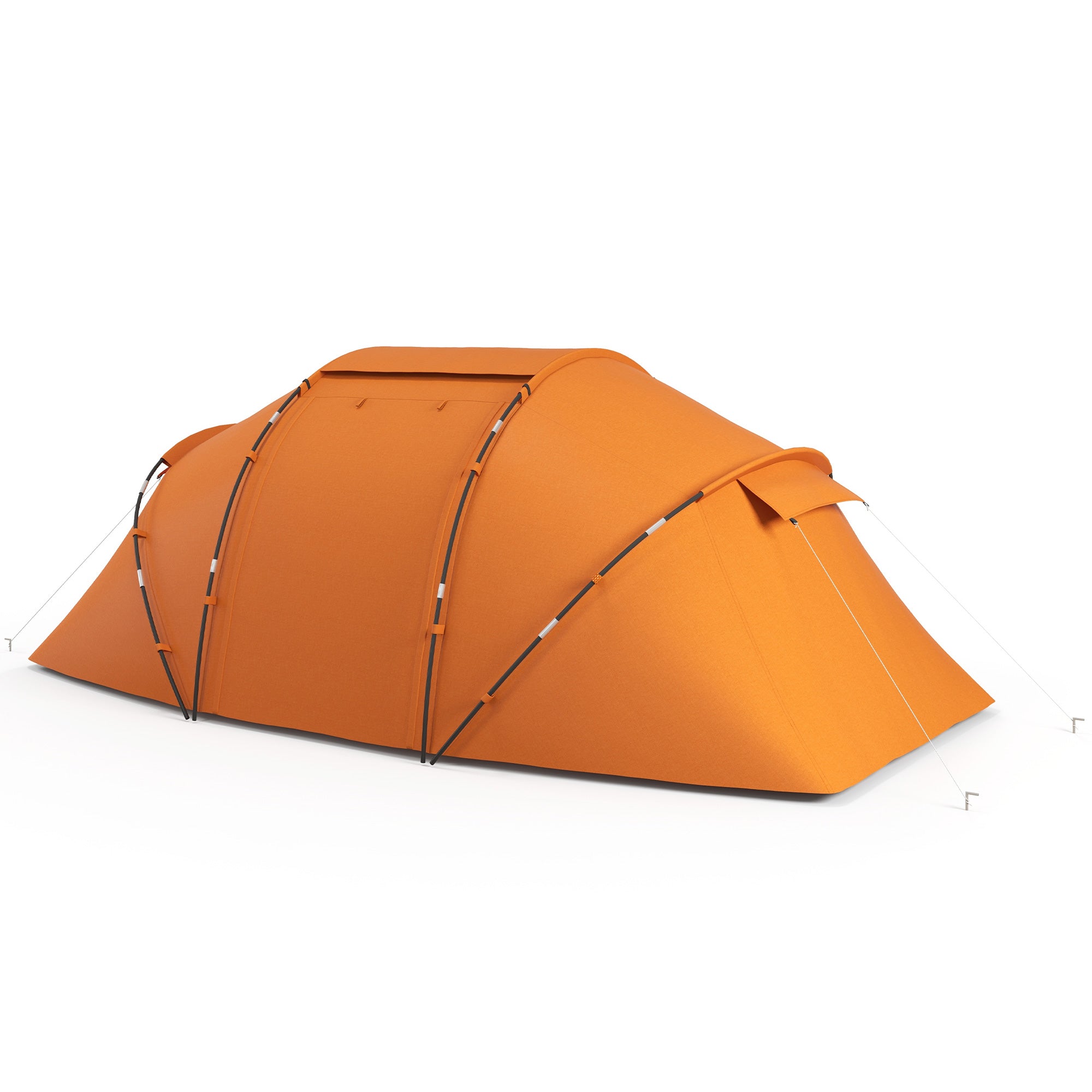 Tunnel Tent for 4–6 People – Waterproof 2000mm Family Camping Tent with Groundsheet and Entrance, Ideal for Travel, Trekking & Garden – Orange