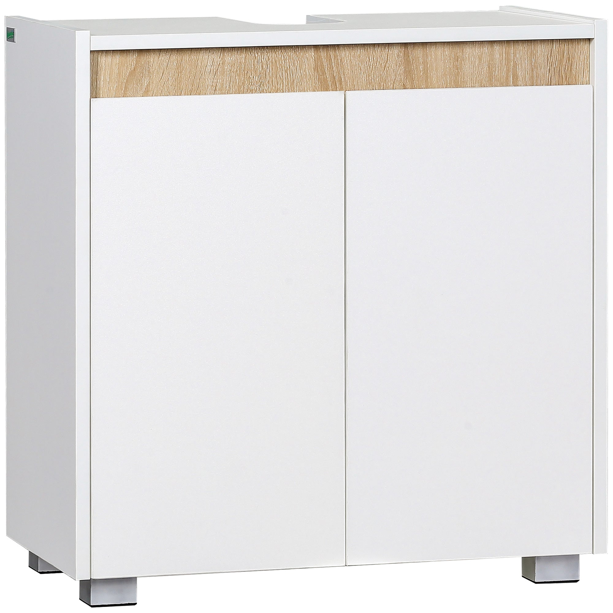 Under Sink Bathroom Cabinet Floor Cabinet with 2 Doors and Interior Storage Anti-tip 57x33x60 cm White