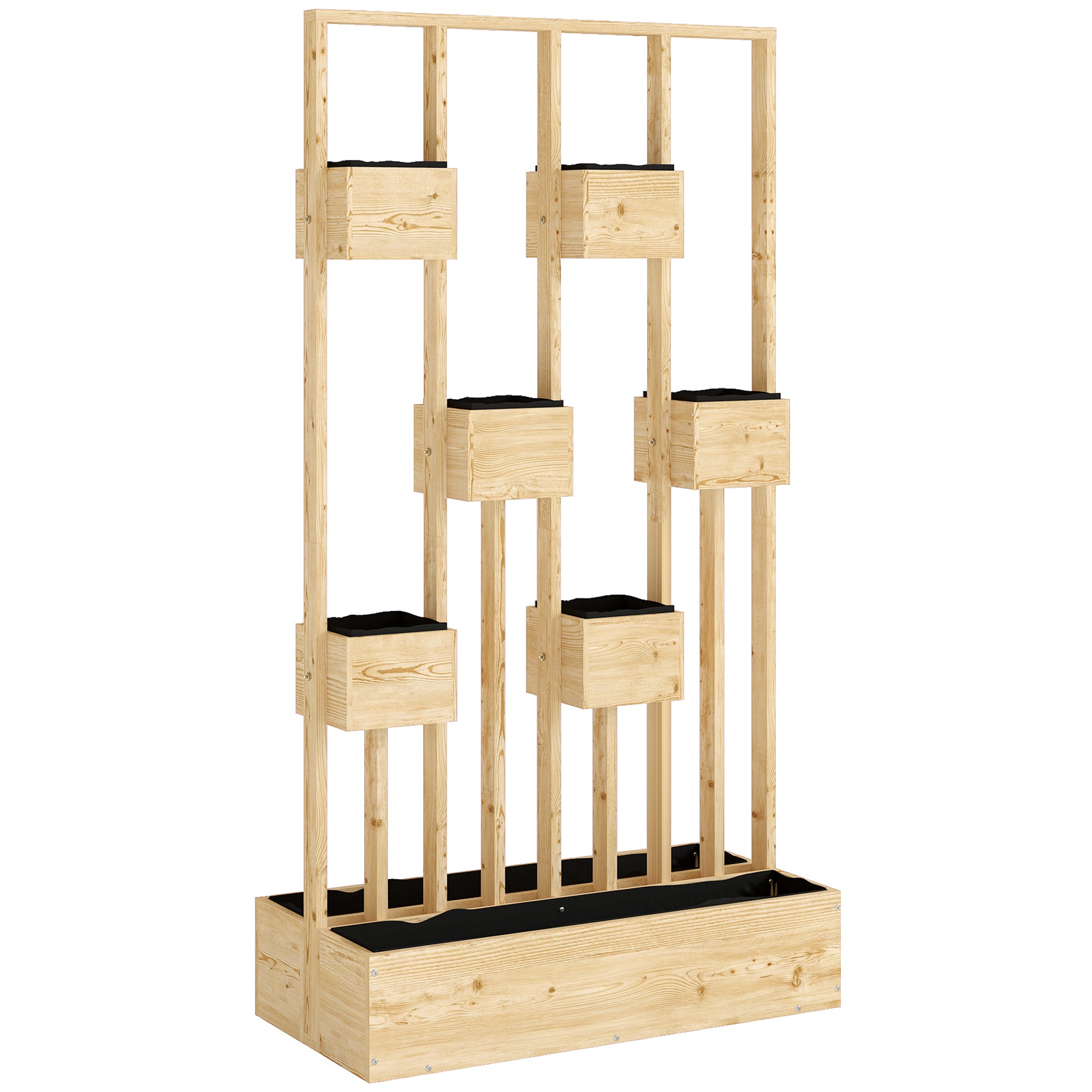 Wooden Raised Planter with Trellis, 35.4 x 17.7 x 66.9 in — Planter Box for Climbing Plants, Balcony & Patio