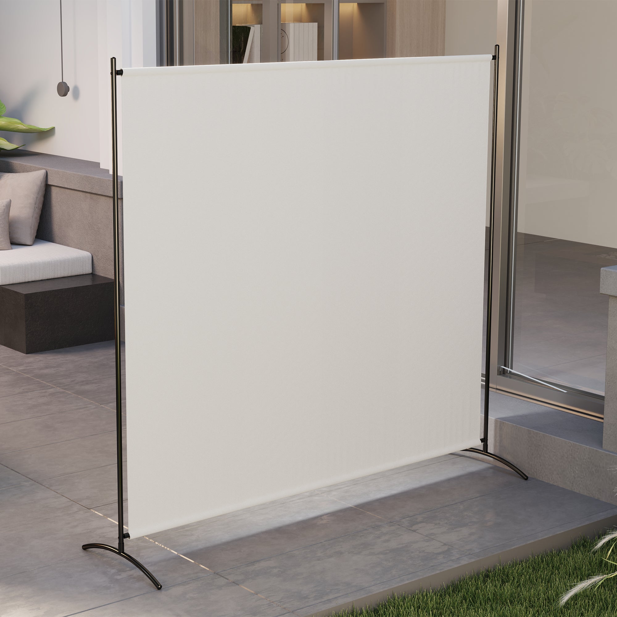 Single-Panel Outdoor Privacy Screen, UV30+ Water-Resistant Panel, Stable Base, Beige (71 x 19.7 x 71 in)