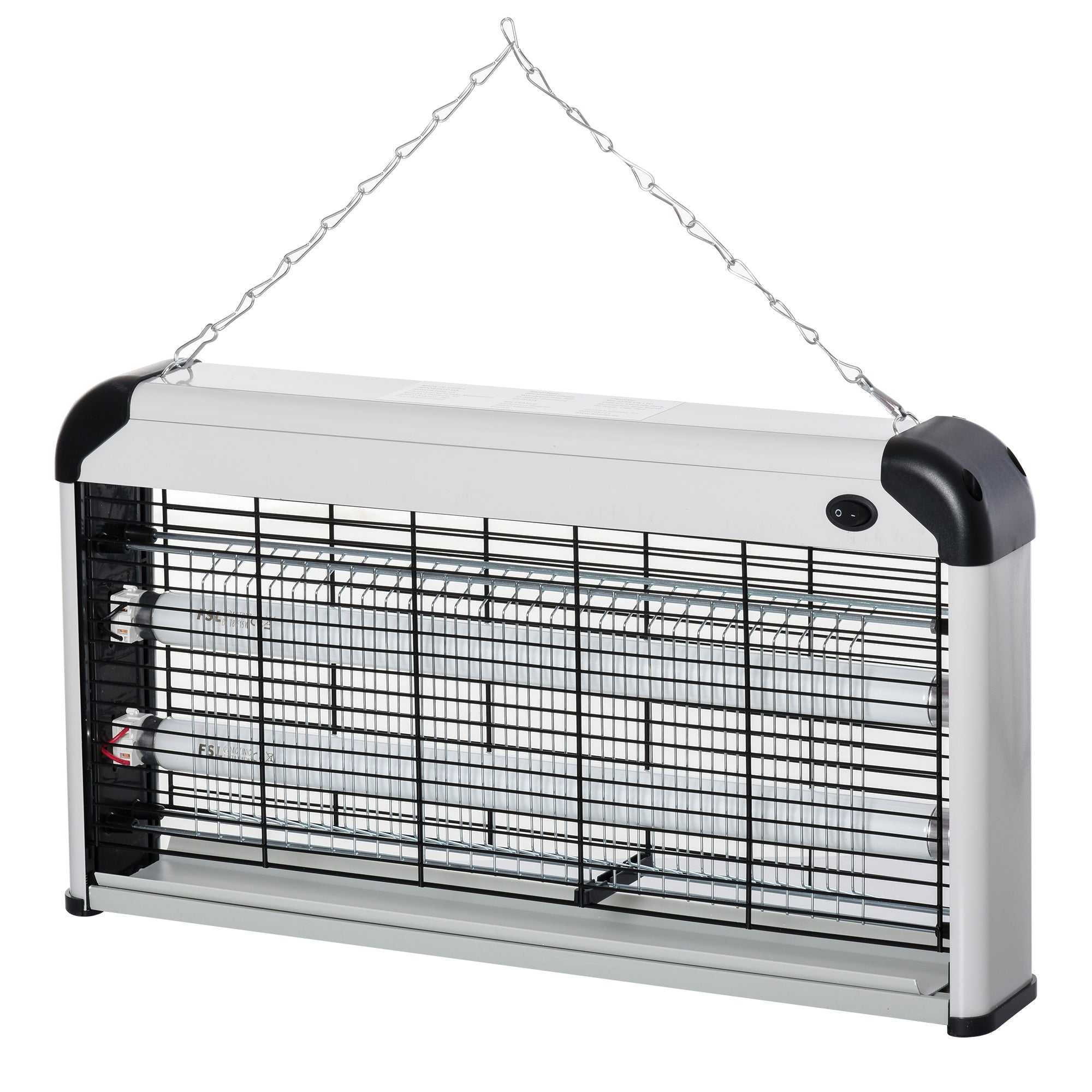 Electric Mosquito Lamp 30W Fly Killer Indoor Electric with UV Light Effect 60 sqm for Garden Terrace Patio 48.5x8.5x26.5 cm Silver
