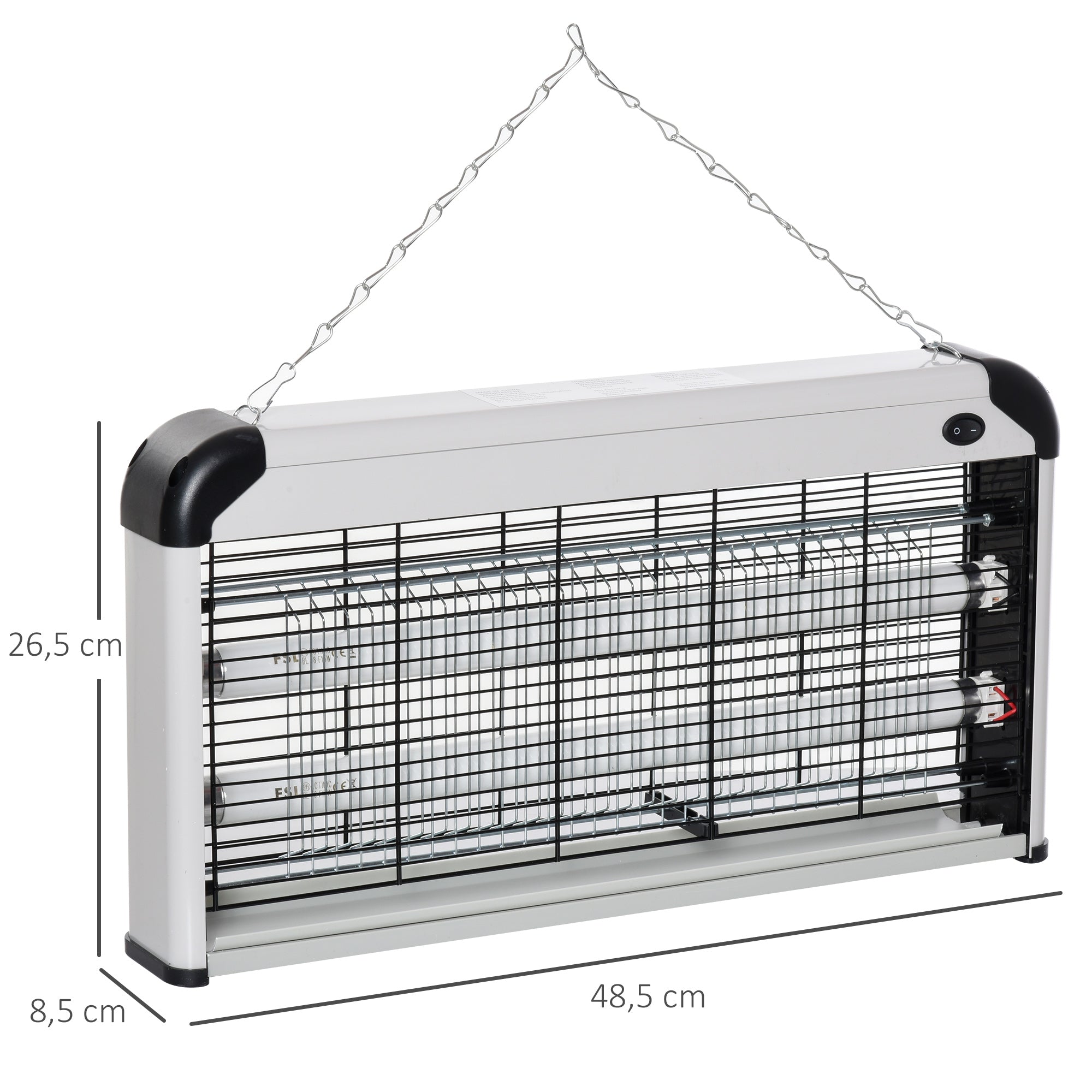 Electric Mosquito Lamp 30W Fly Killer Indoor Electric with UV Light Effect 60 sqm for Garden Terrace Patio 48.5x8.5x26.5 cm Silver