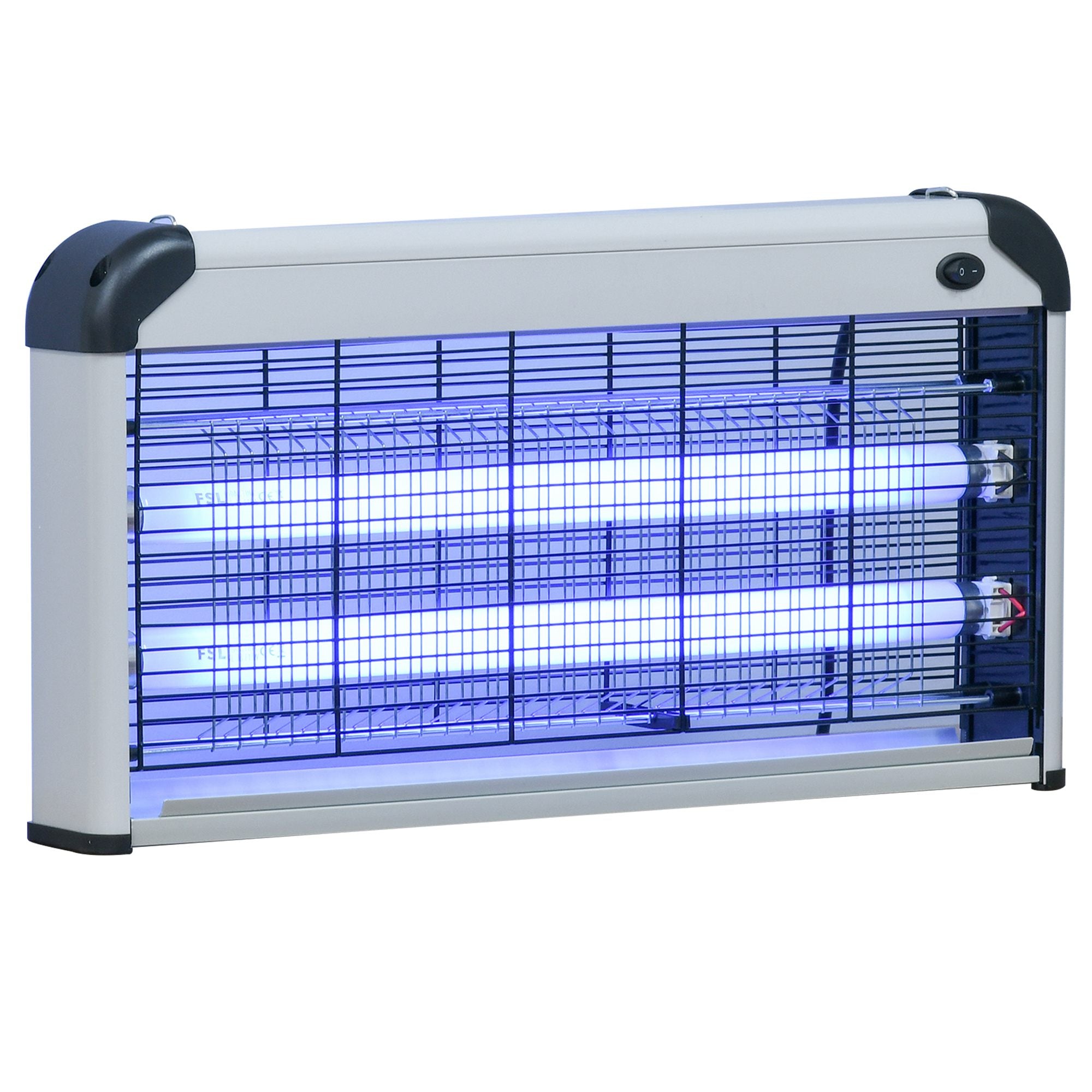 Electric Mosquito Lamp 30W Fly Killer Indoor Electric with UV Light Effect 60 sqm for Garden Terrace Patio 48.5x8.5x26.5 cm Silver