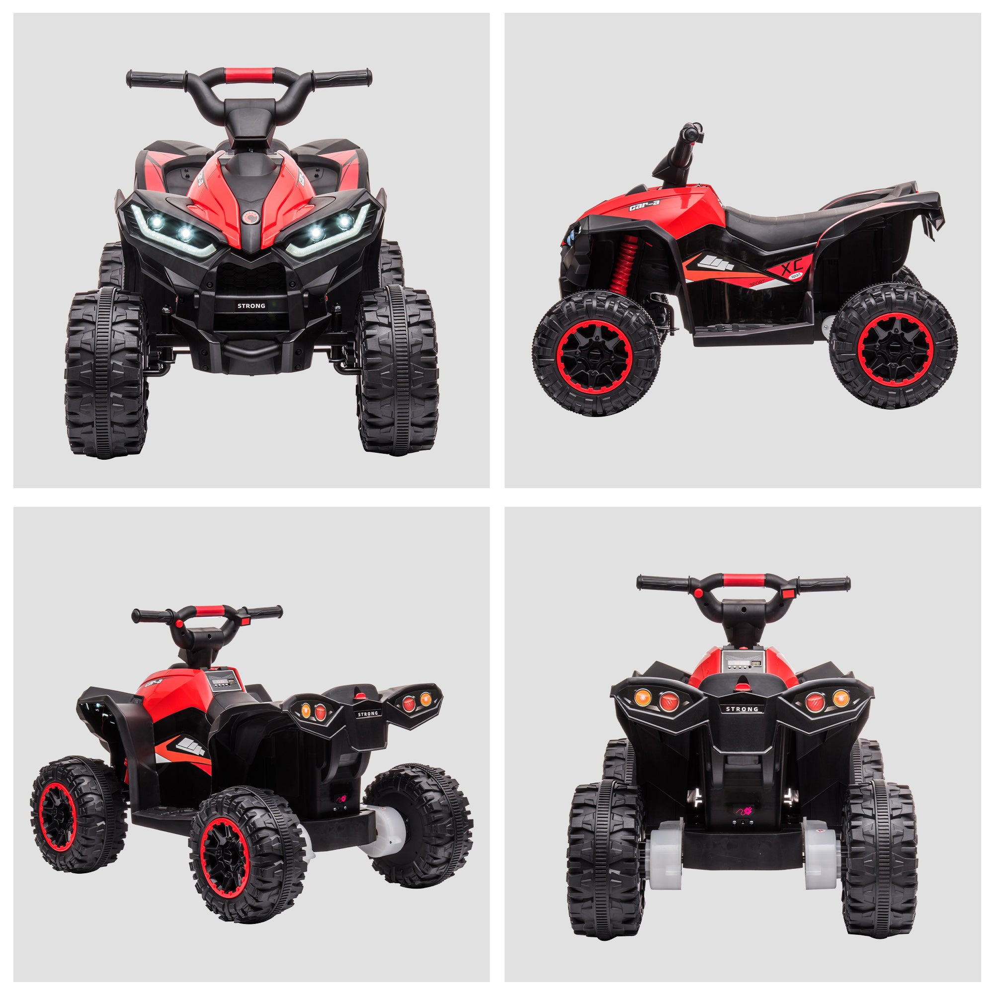 Kids Quad Electric 12V Kids Quad with Forward, Reverse Function, Music, USB Connection, Horn, LED Headlights 3-6km/h Electric Quad for Kids 3-5 Years Red