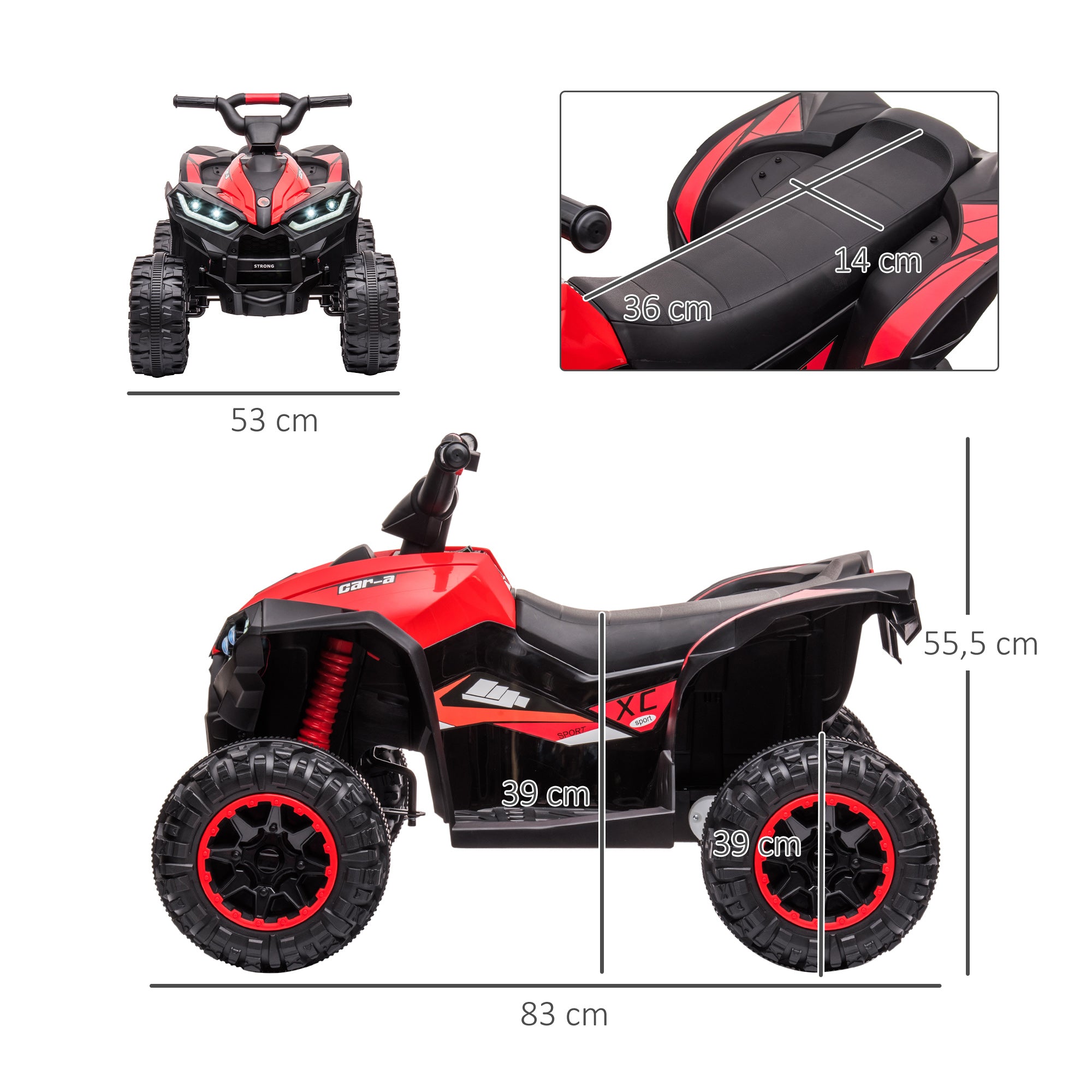 Kids Quad Electric 12V Kids Quad with Forward, Reverse Function, Music, USB Connection, Horn, LED Headlights 3-6km/h Electric Quad for Kids 3-5 Years Red