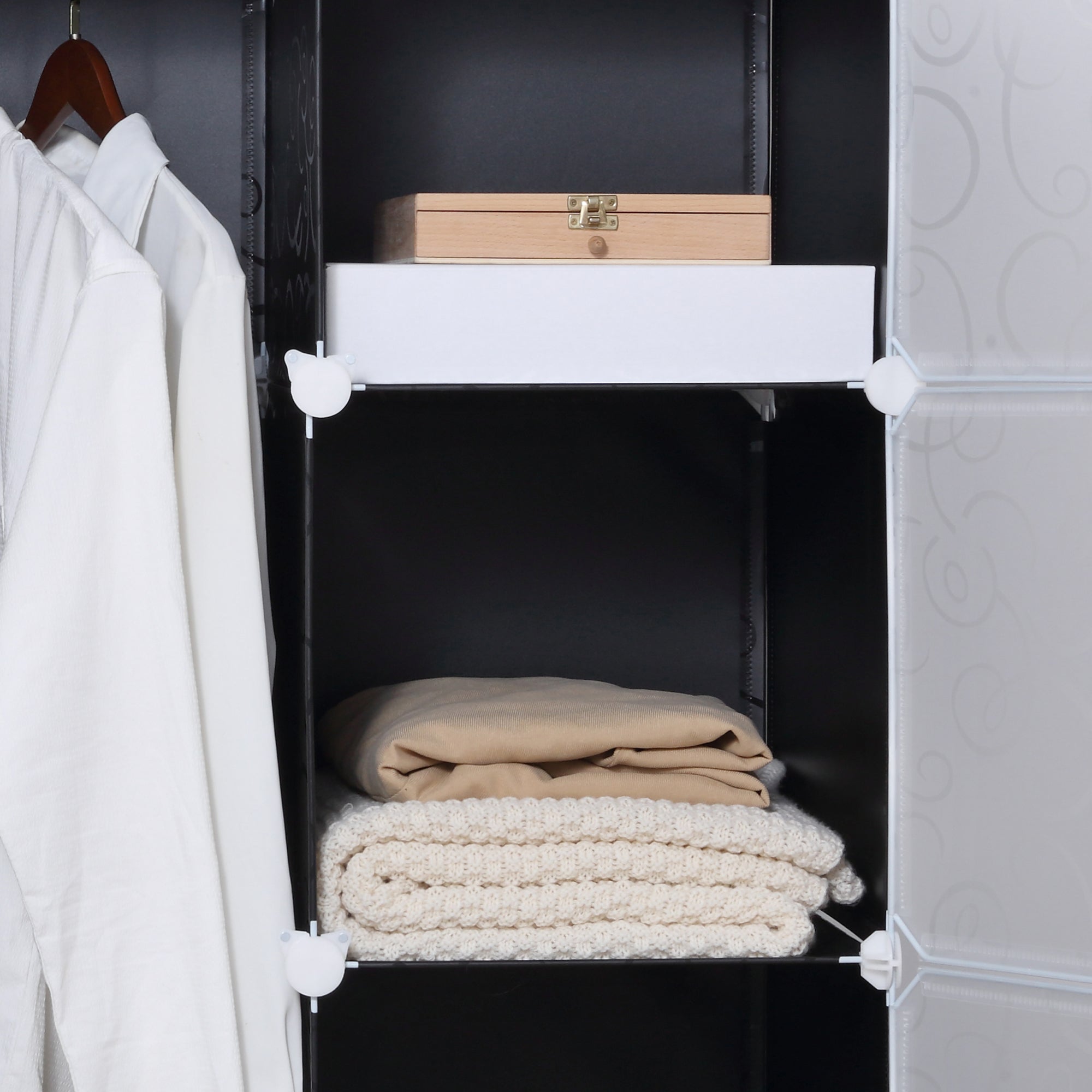 DIY Wardrobe Shelving System with 2 Large and 9 Small Cubes DIY Cube Organizer, Shoe Rack, Storage Rack for Books Toys Black 111 x 47 x 183 cm