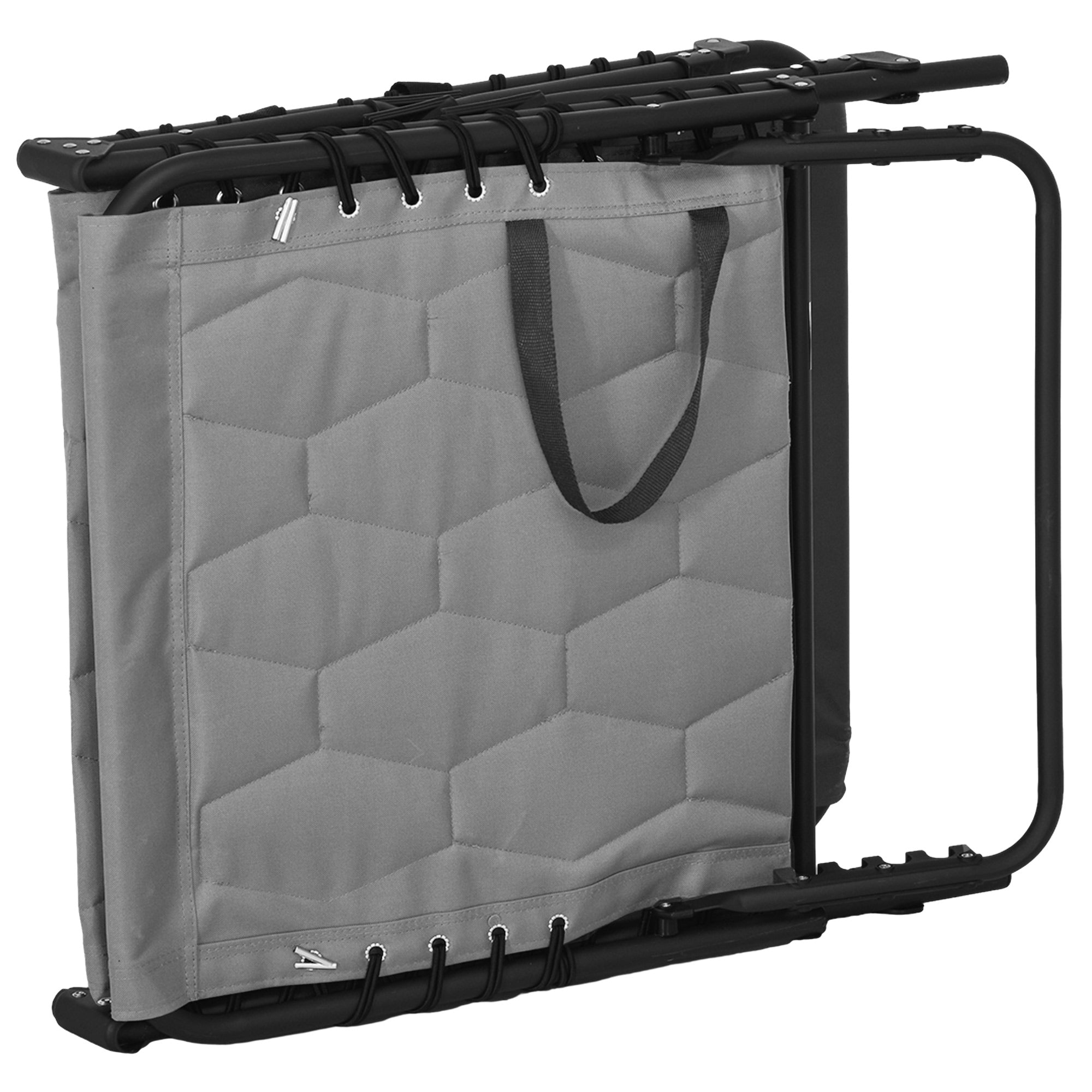 Set of 2 Garden Sun Loungers with Adjustable Backrest and Side Pocket, Steel and Oxford Fabric Sun Lounger, 65x188x36 cm, Grey and Black