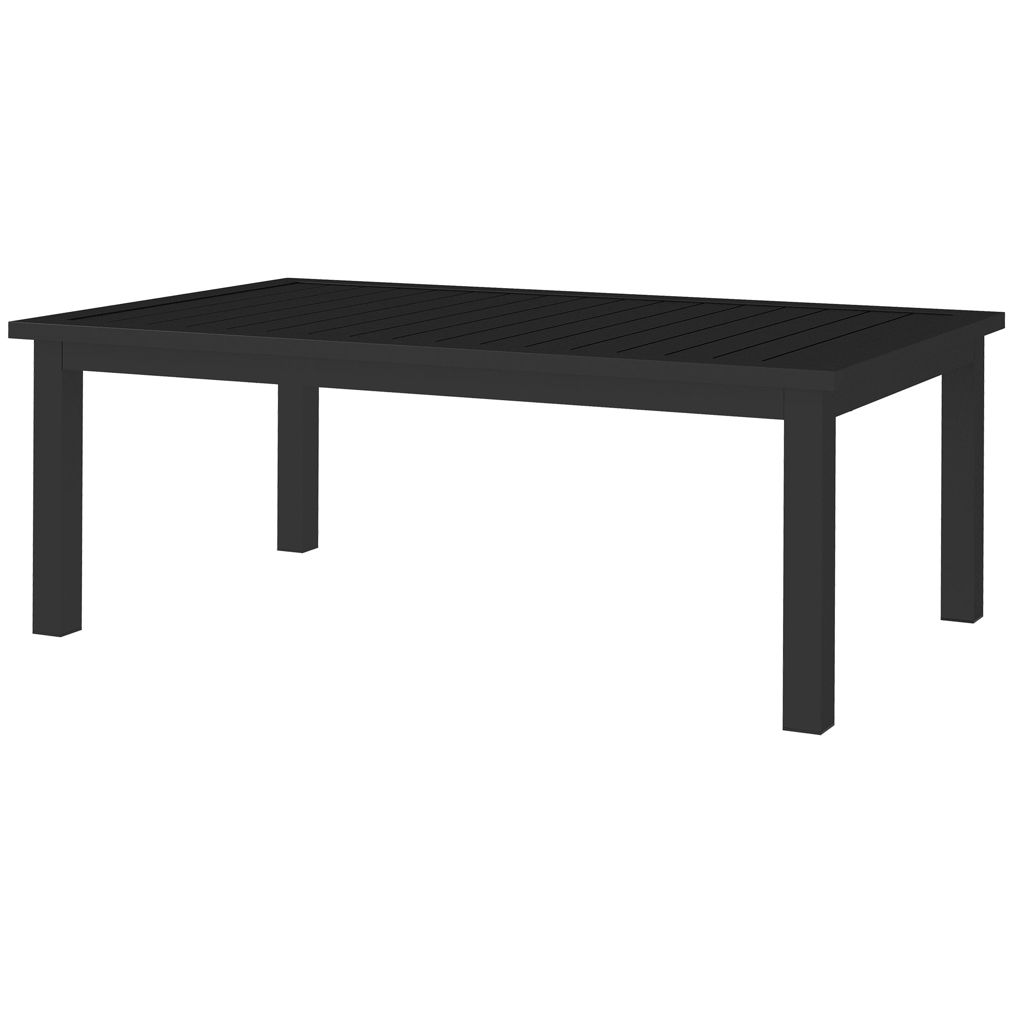 Rectangular Coffee Table Garden Table with Slatted Top for Indoor/Outdoor Use in Aluminum, dim. 100L x 60W x 37H cm, black